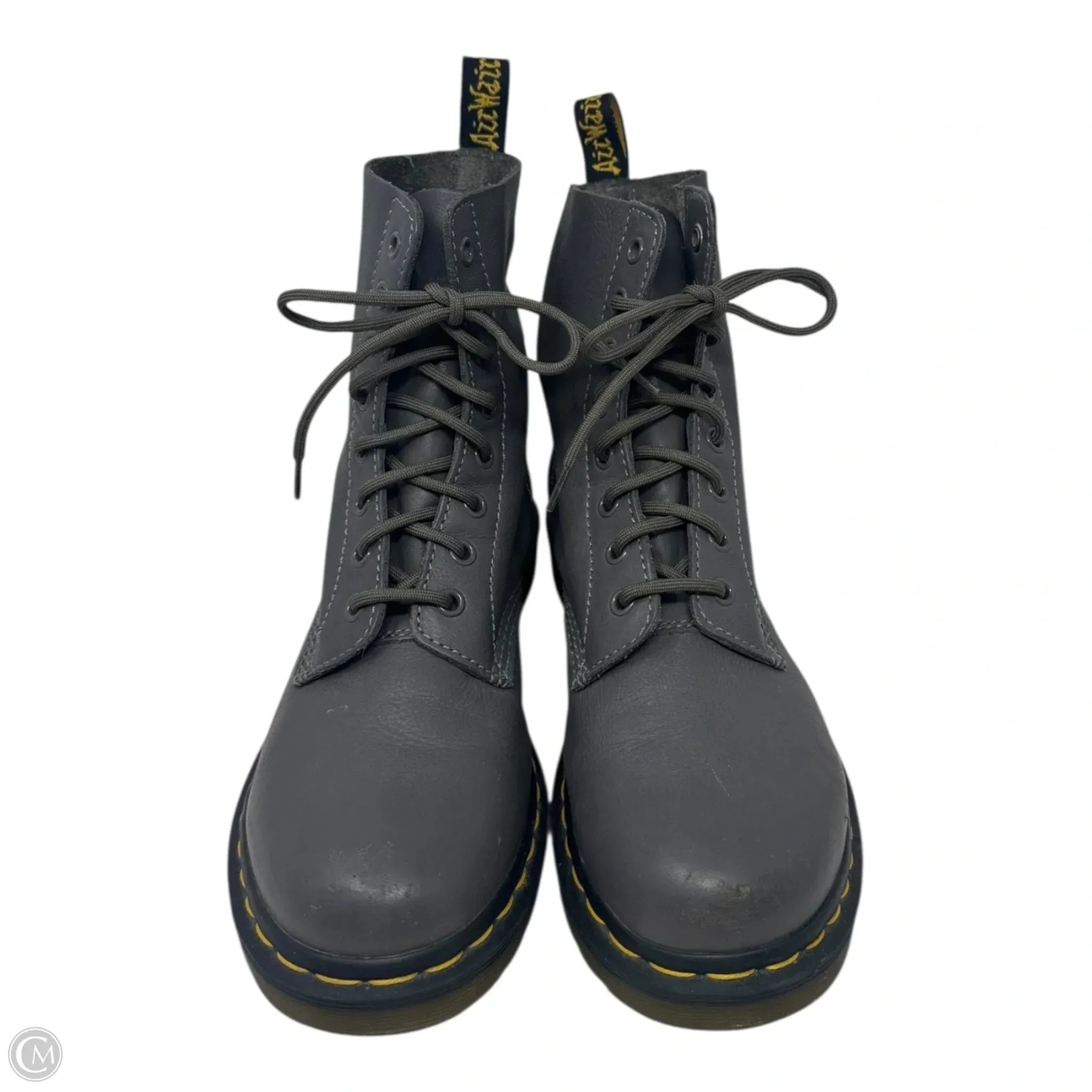 1460 Pascal Virginia Leather Lace Up Boots By Dr Martens In Grey, Size: 9
