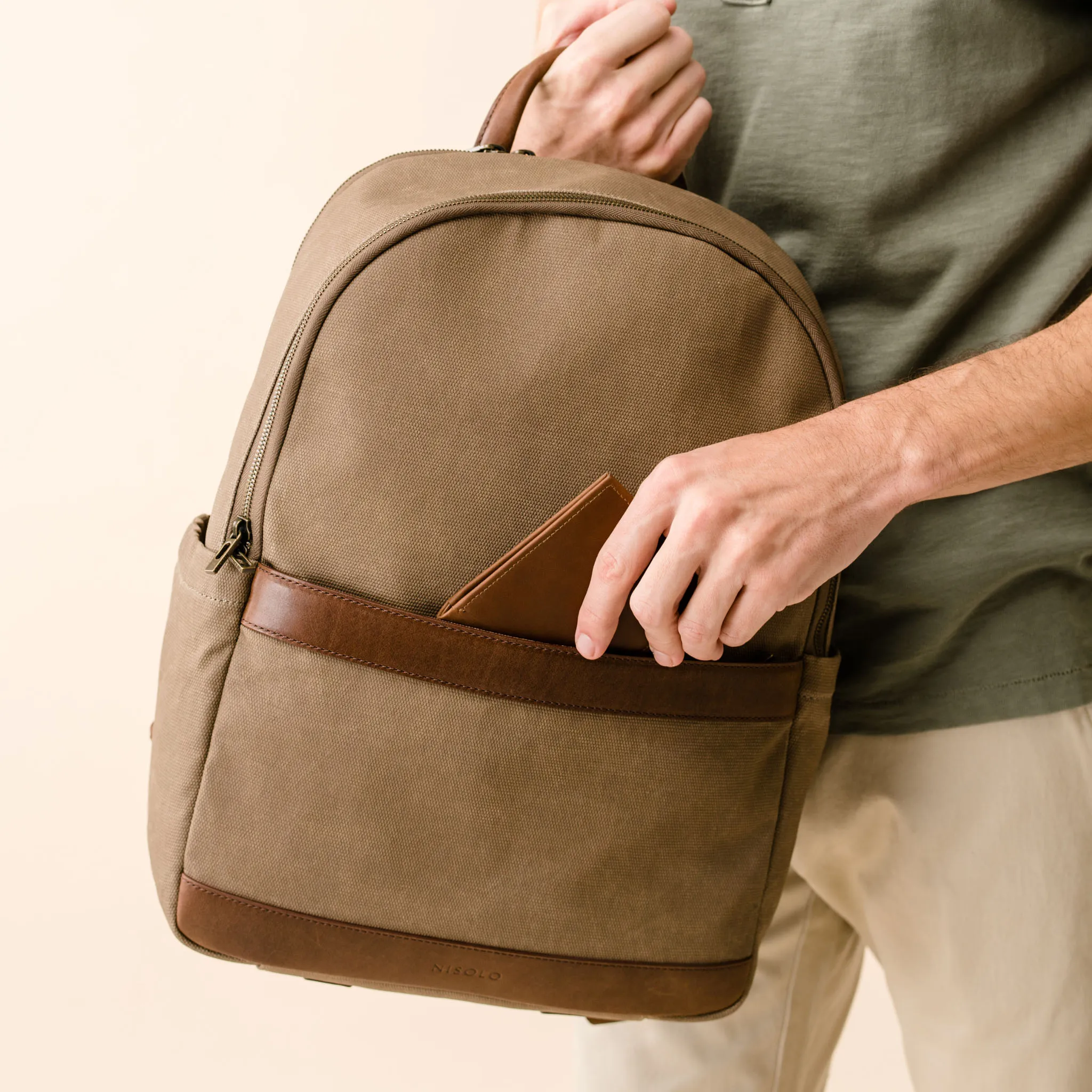Alex Commuter Backpack Waxed Canvas -NISOLO