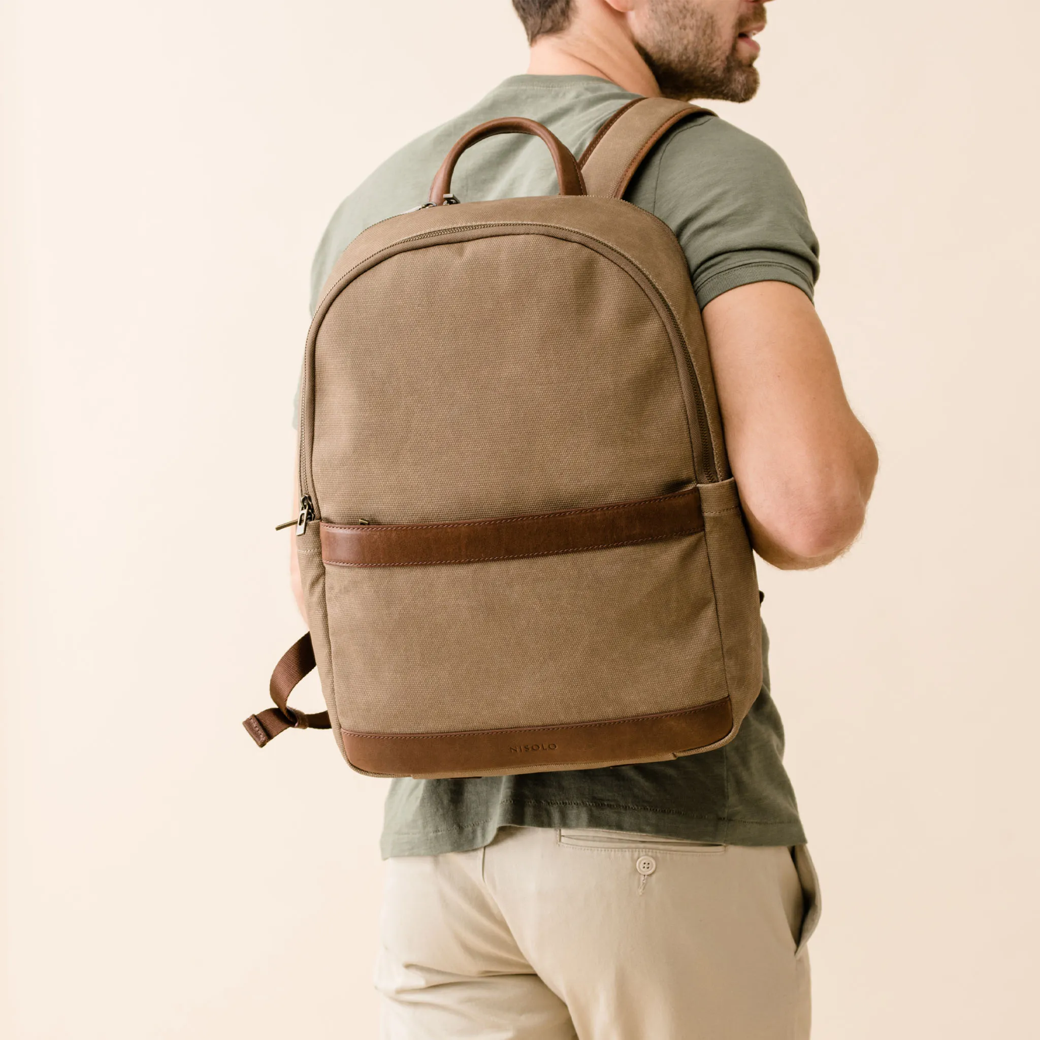 Alex Commuter Backpack Waxed Canvas -NISOLO
