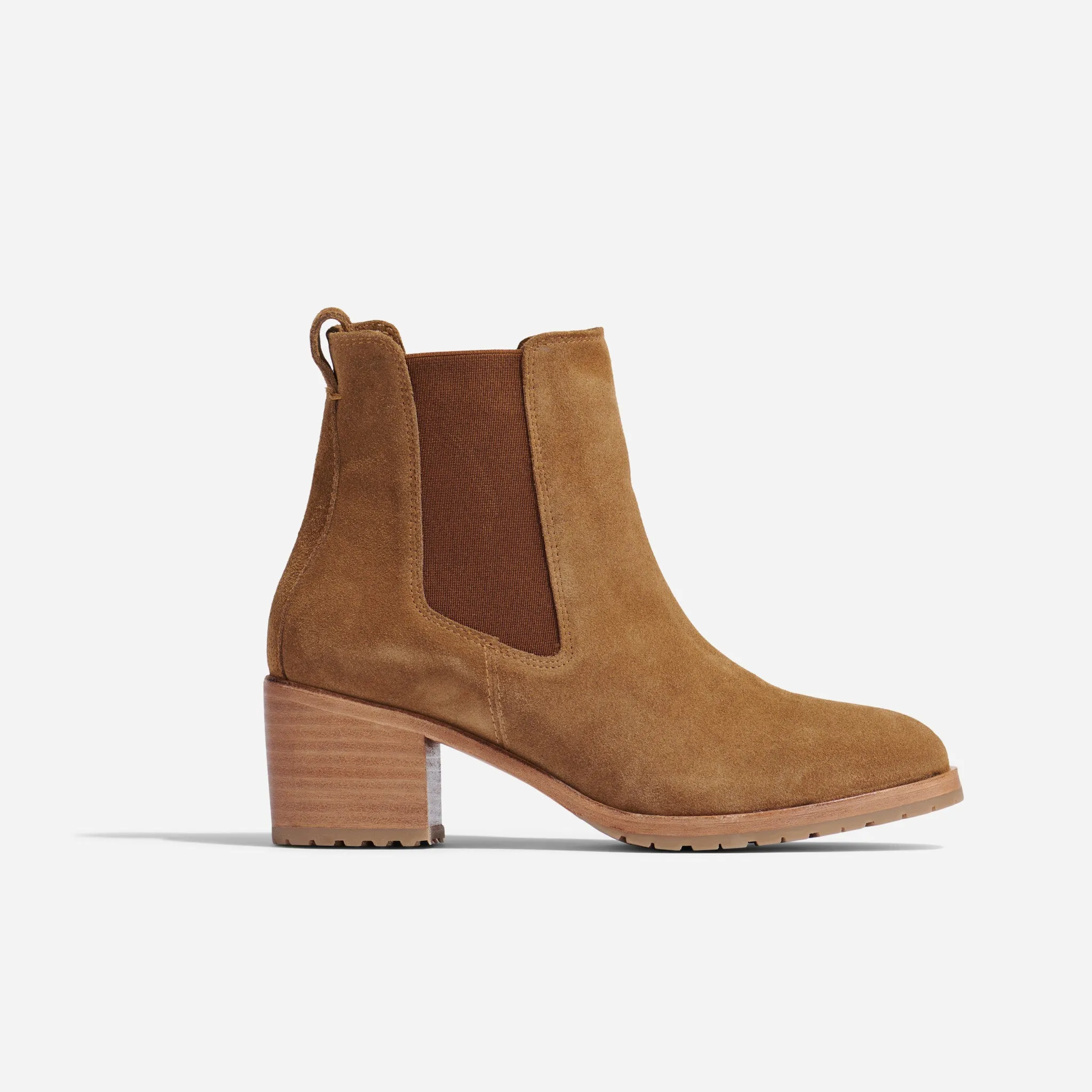Ana Go-To Heeled Chelsea Boot Taupe Suede -NISOLO
