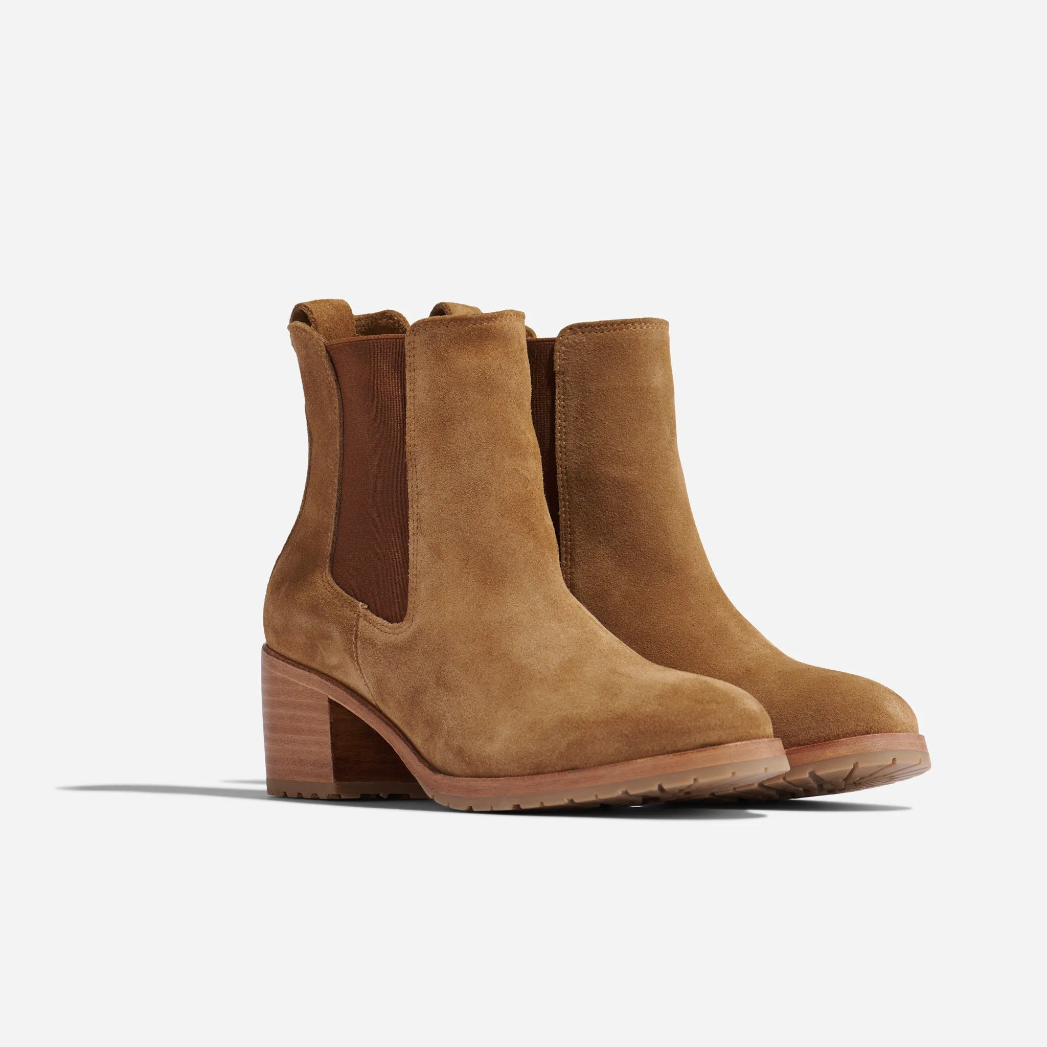 Ana Go-To Heeled Chelsea Boot Taupe Suede -NISOLO