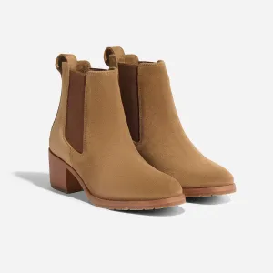 Ana Go-To Heeled Chelsea Boot Taupe Suede -NISOLO