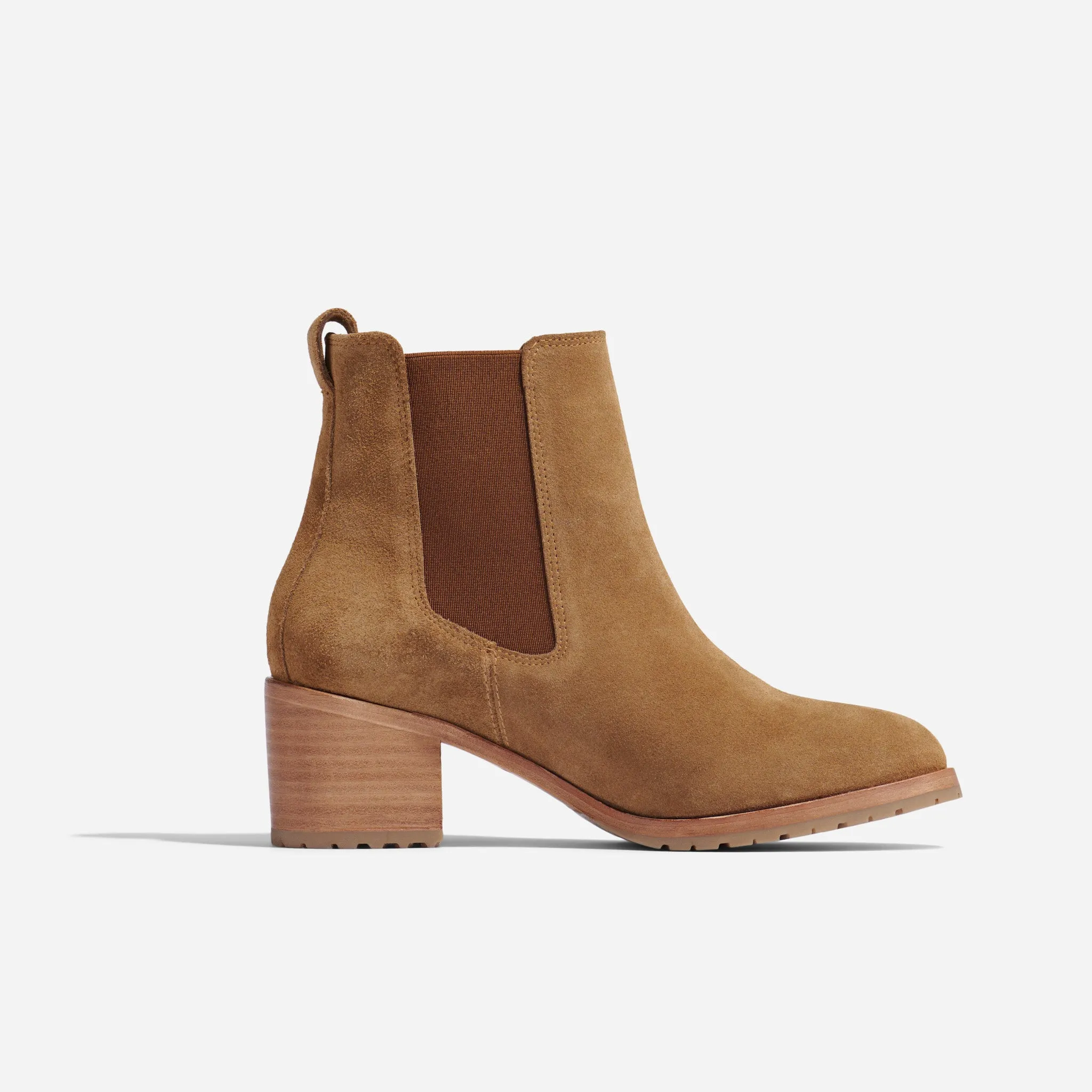Ana Go-To Heeled Chelsea Boot Taupe Suede -NISOLO