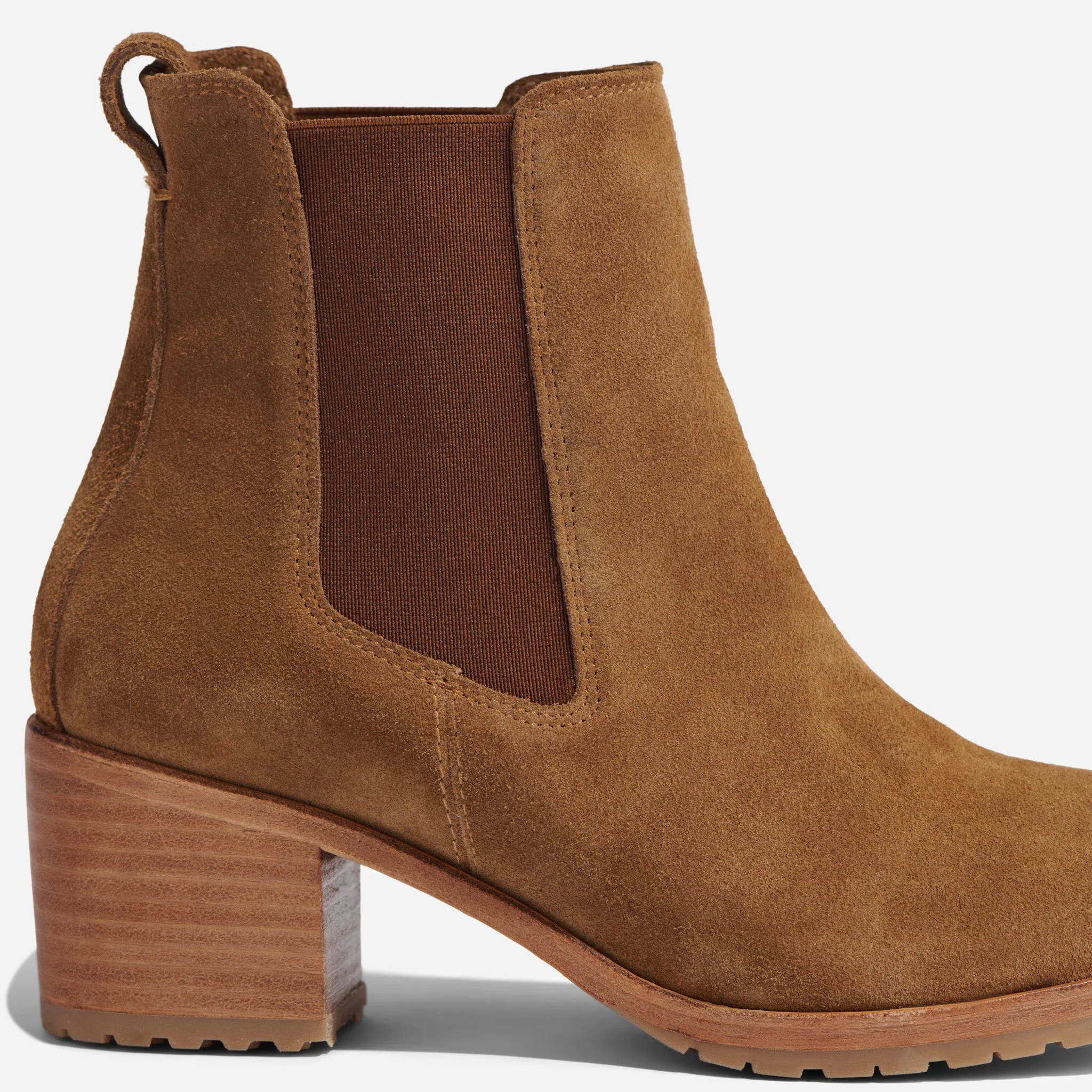 Ana Go-To Heeled Chelsea Boot Taupe Suede -NISOLO