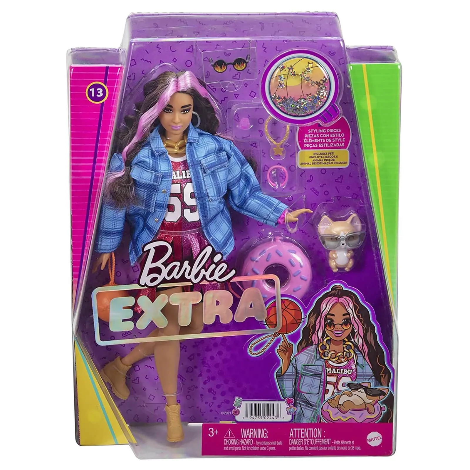 Barbie Extra Fashion Doll With Pet & 15 Styling Accessories