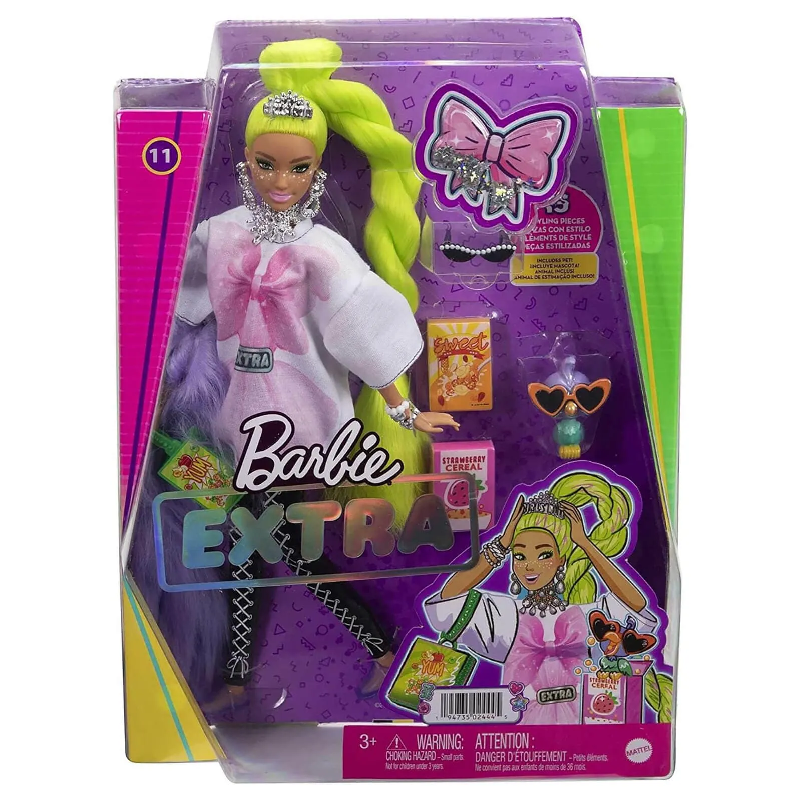 Barbie Extra Fashion Doll With Pet & 15 Styling Accessories