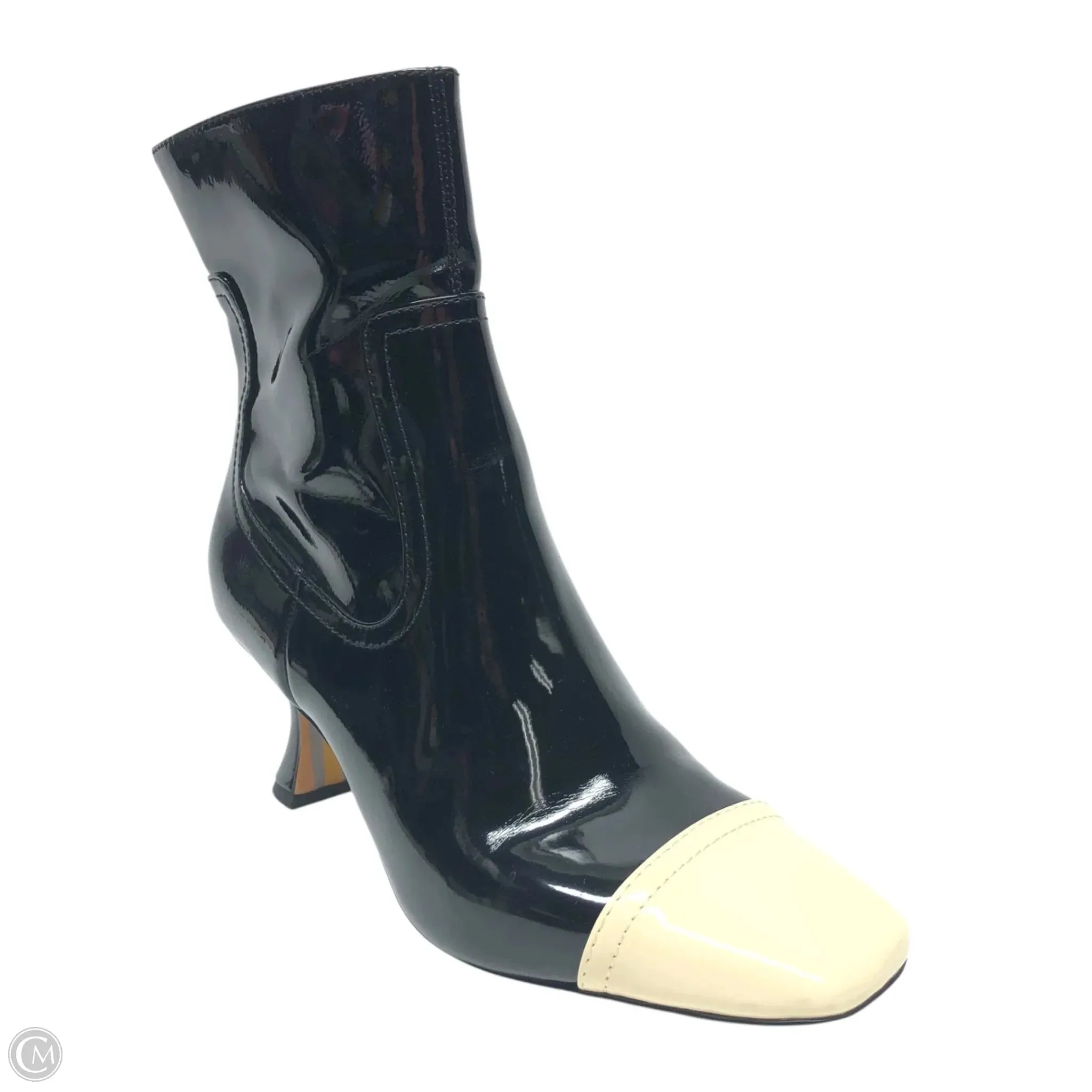 Boots Ankle Heels By Sam Edelman In Black & Cream, Size: 7.5