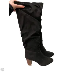 Boots Knee Heels By Kaari Blue In Black, Size: 9.5