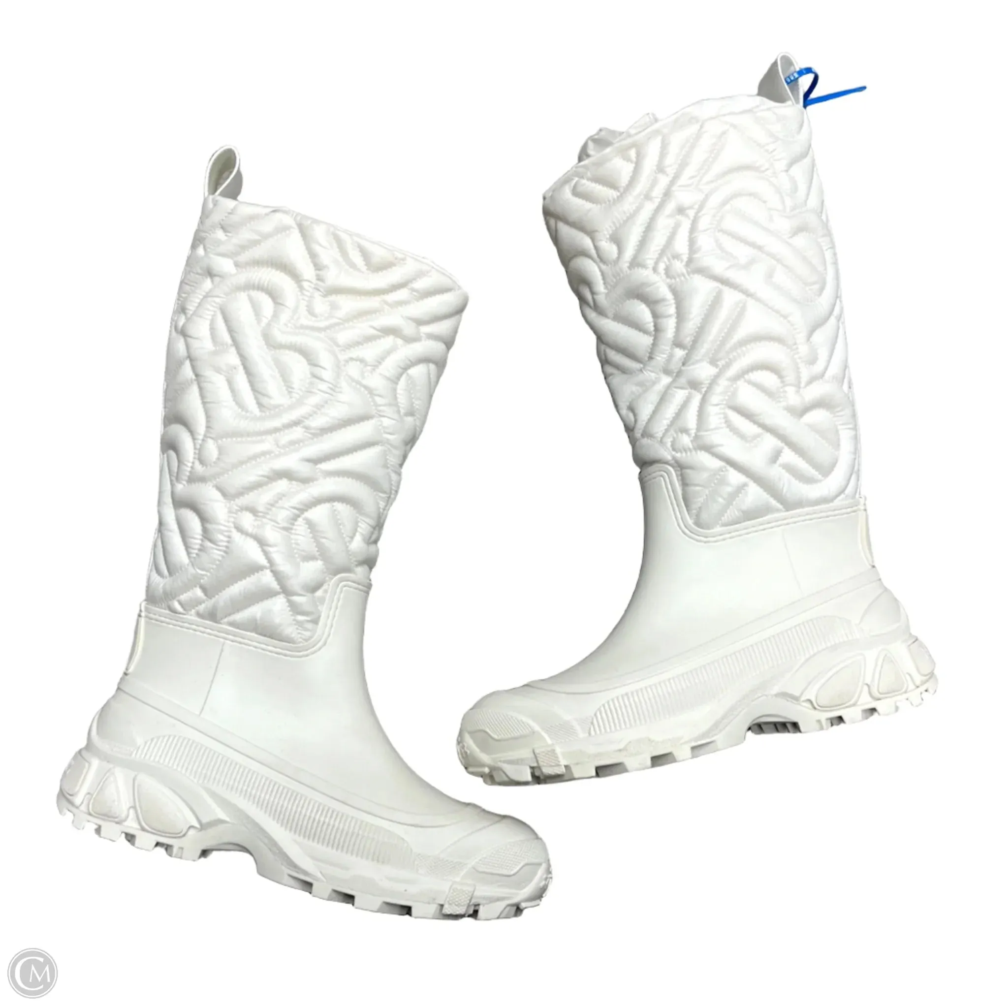 Boots Luxury Designer By Burberry In White, Size: 9.5