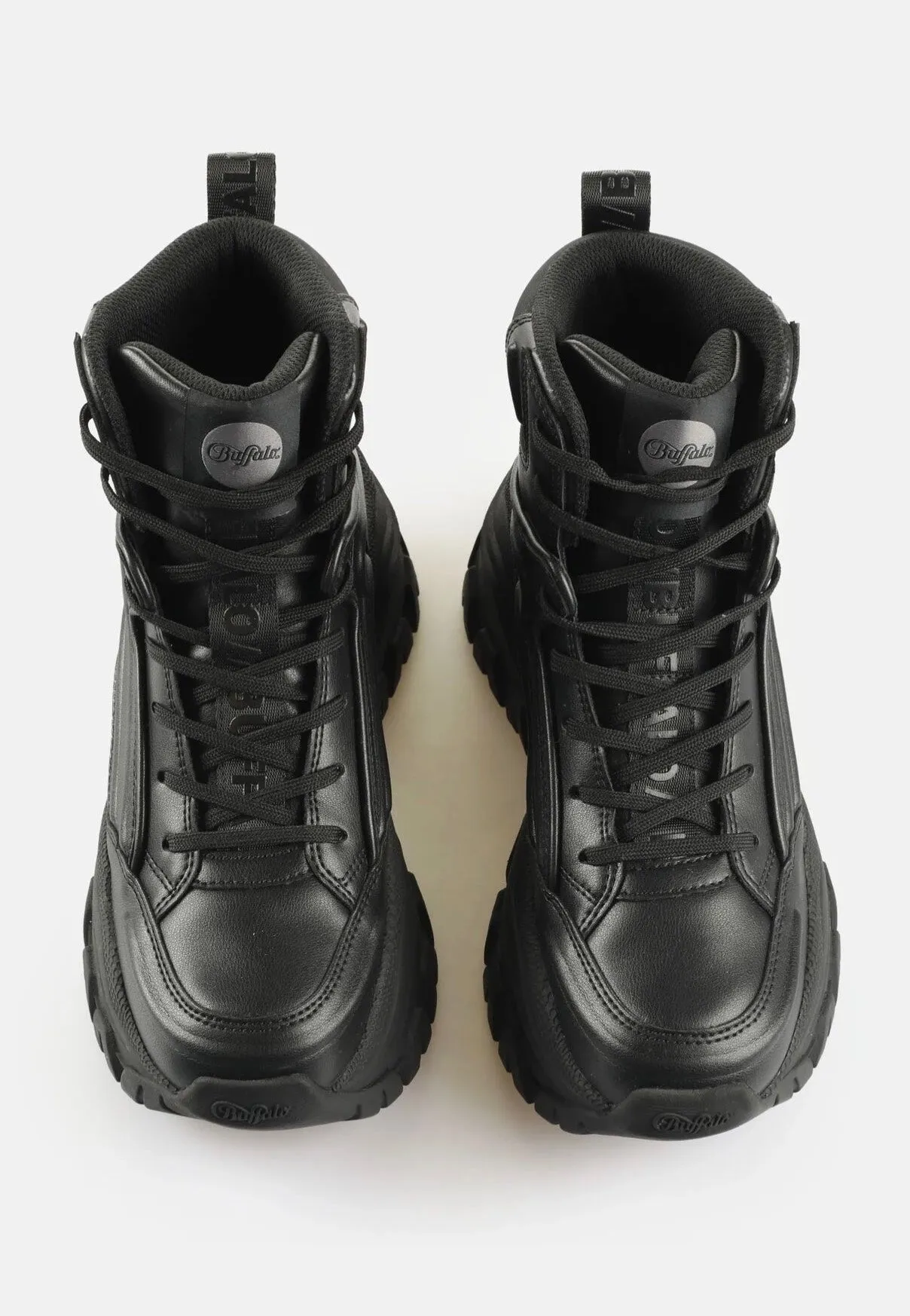 Buffalo - Lola Lace Up Mid Hike Vegan Nappa/Nylon Black - Girl Shoes