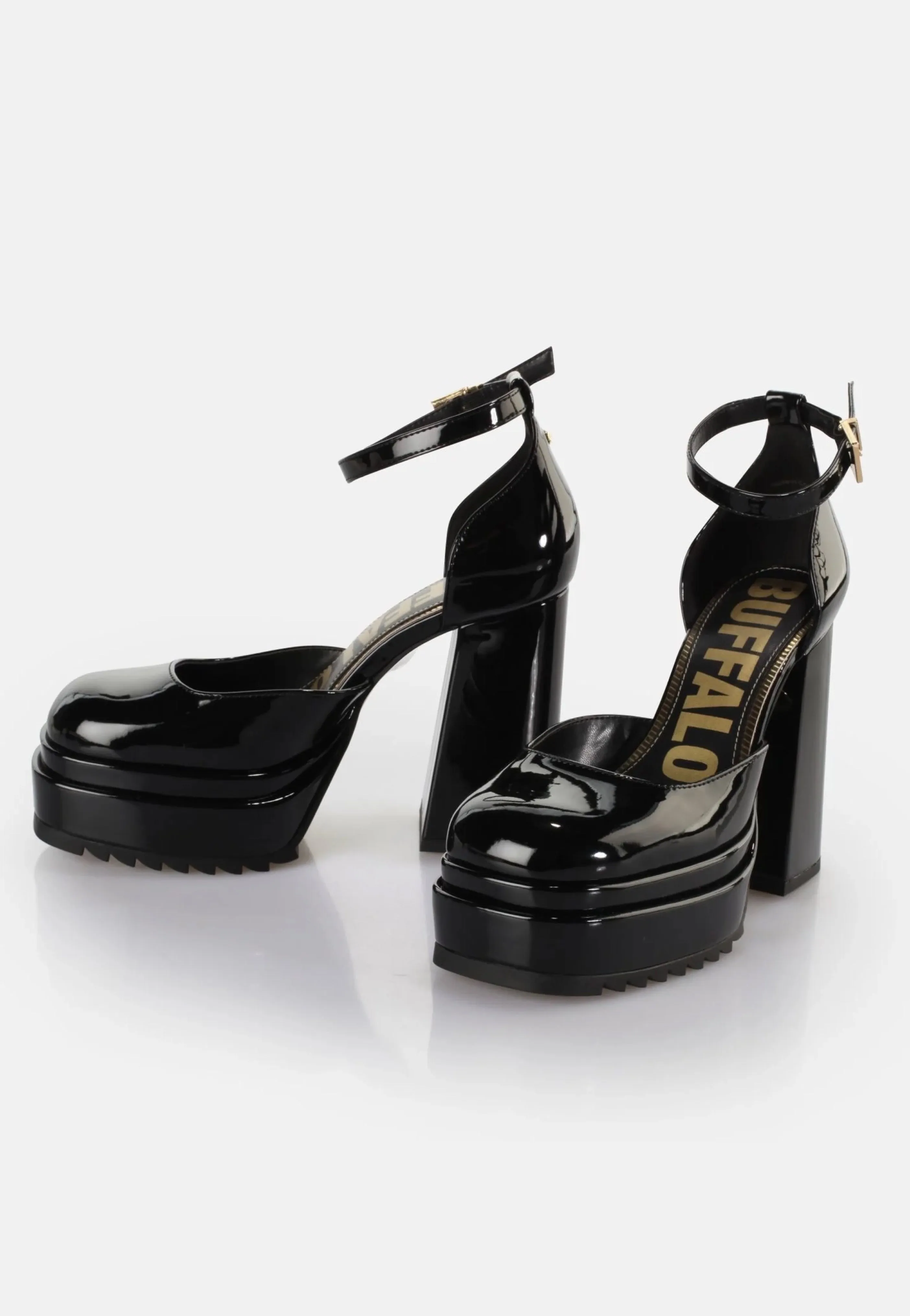 Buffalo - May W Dorsay Vegan Patent Black - Heels