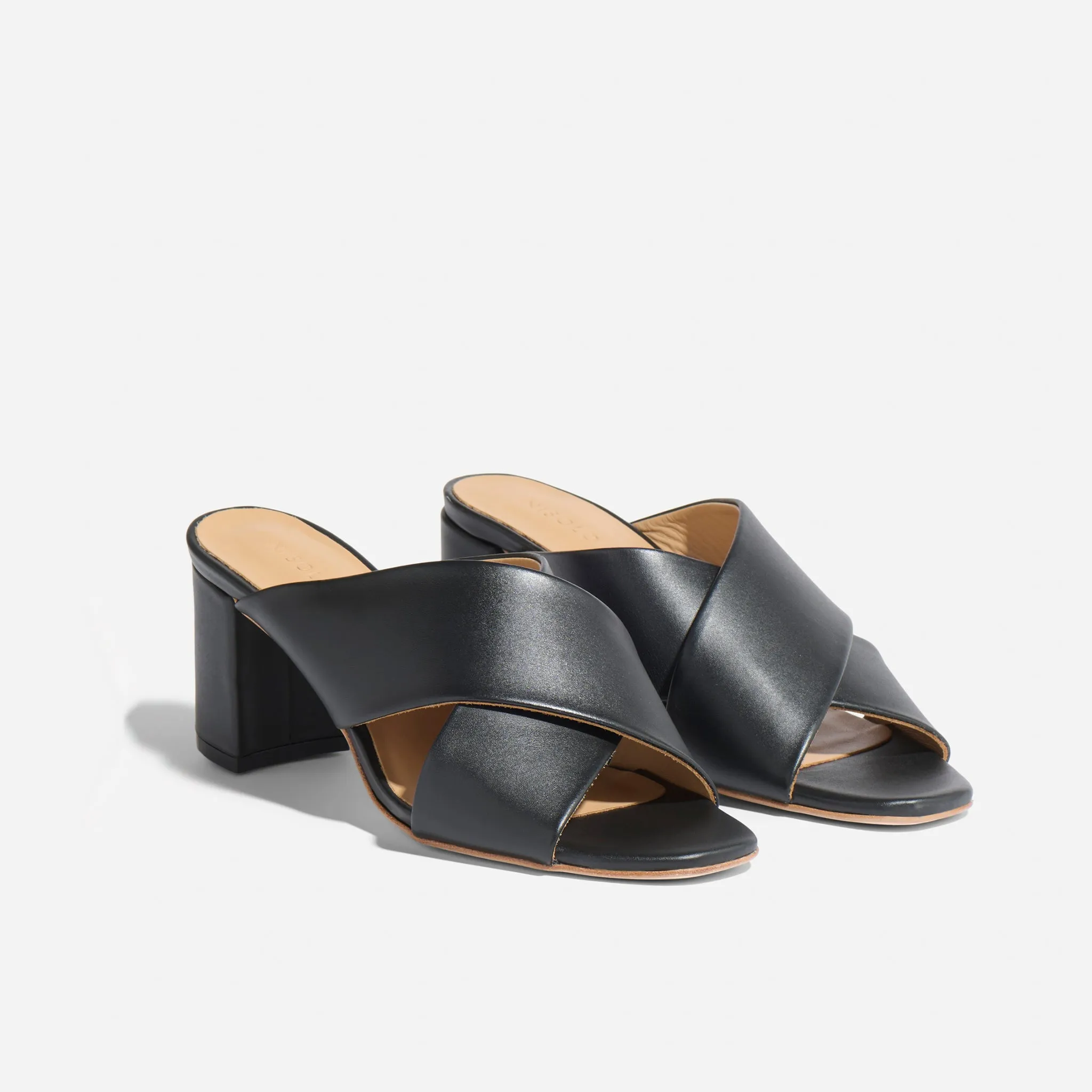 Carina Cross Strap Mule Black -NISOLO