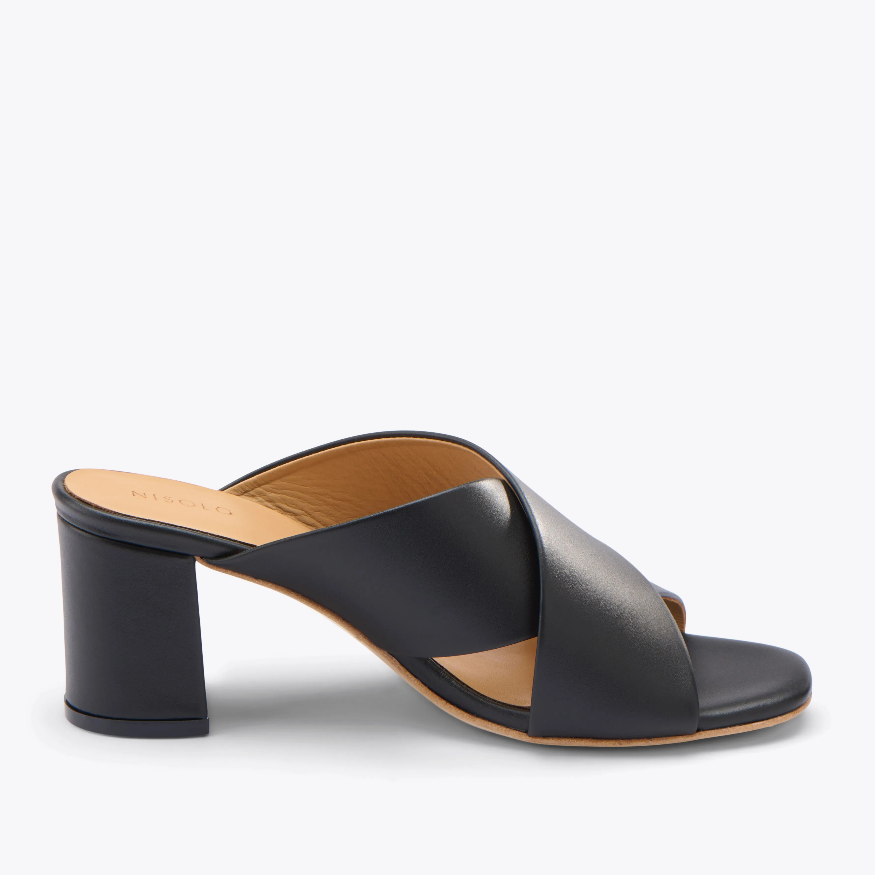 Carina Cross Strap Mule Black -NISOLO
