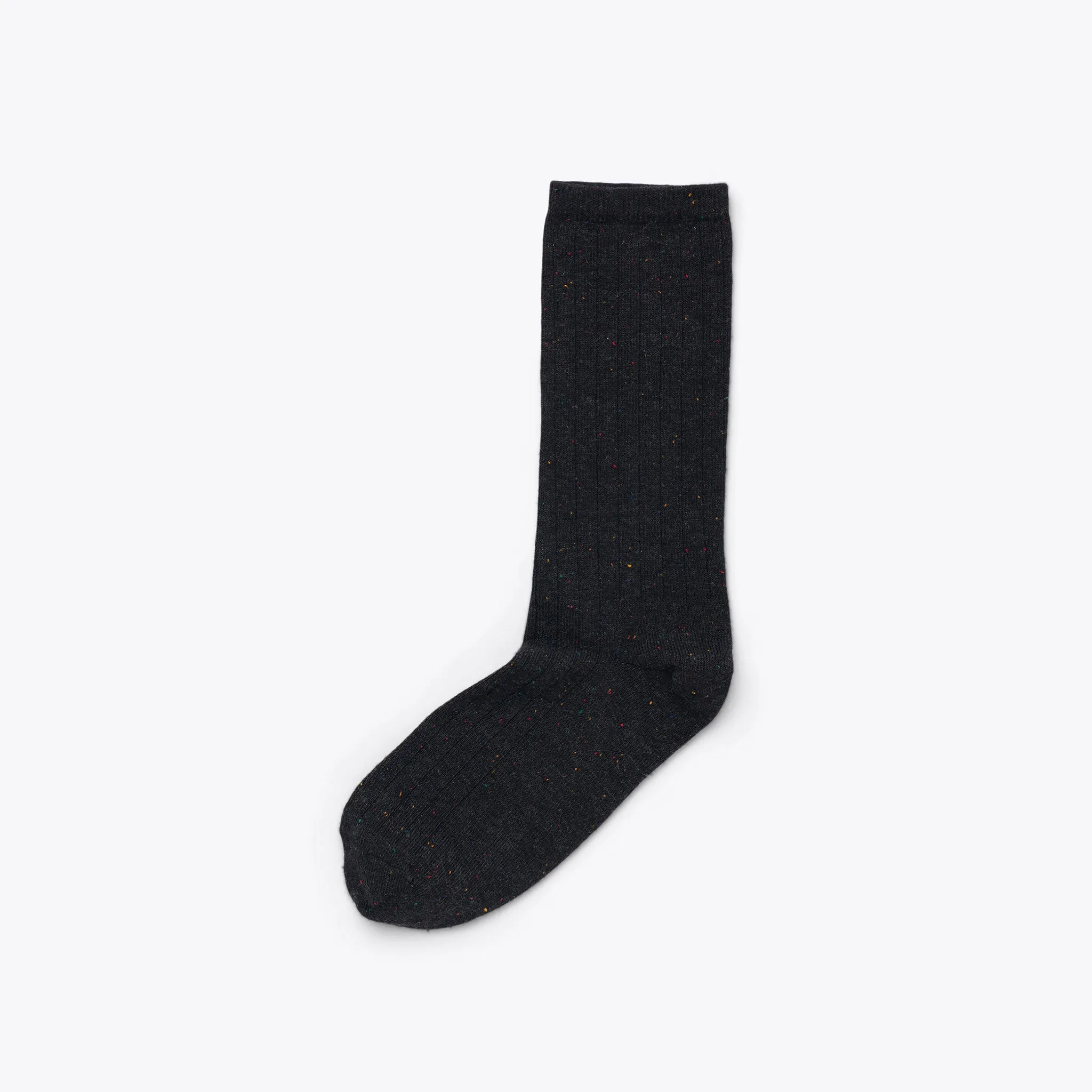 Cotton Crew Sock Black Multicolor Marl -NISOLO