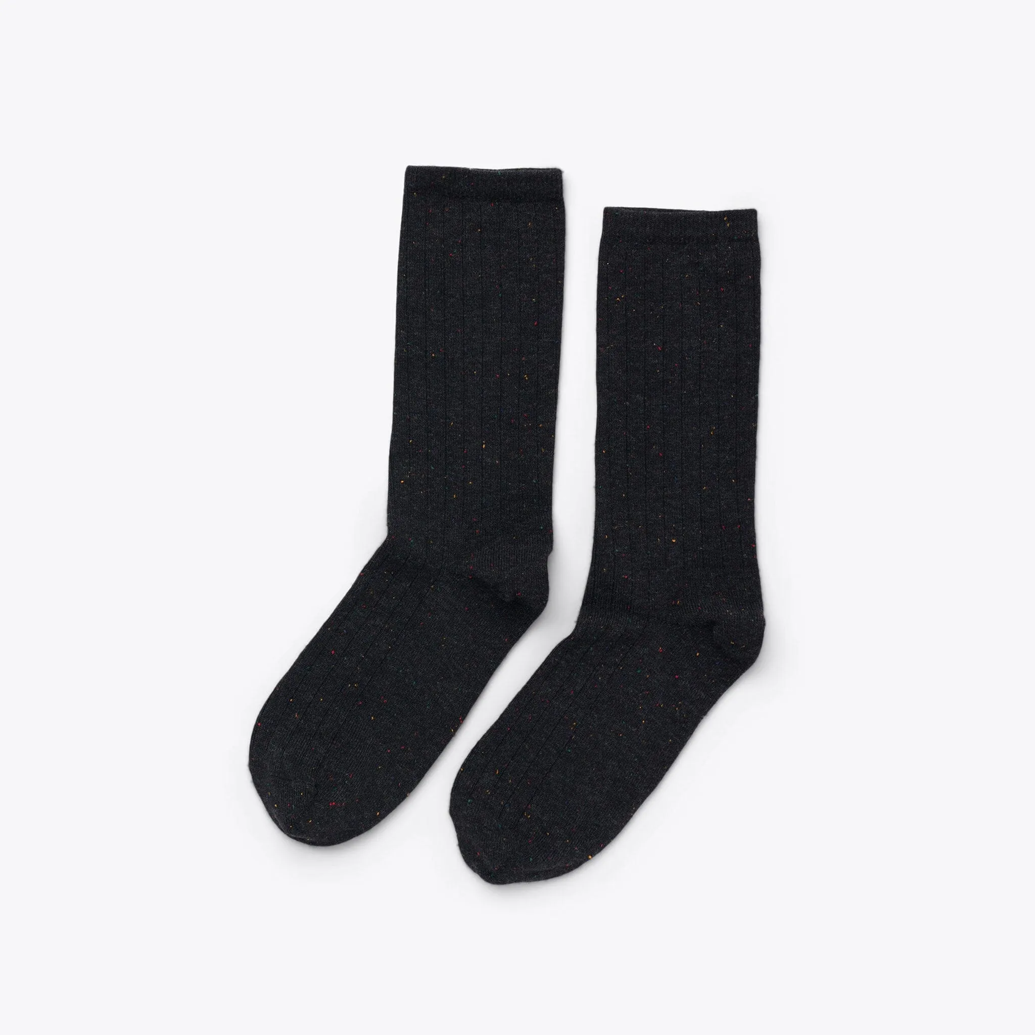 Cotton Crew Sock Black Multicolor Marl -NISOLO