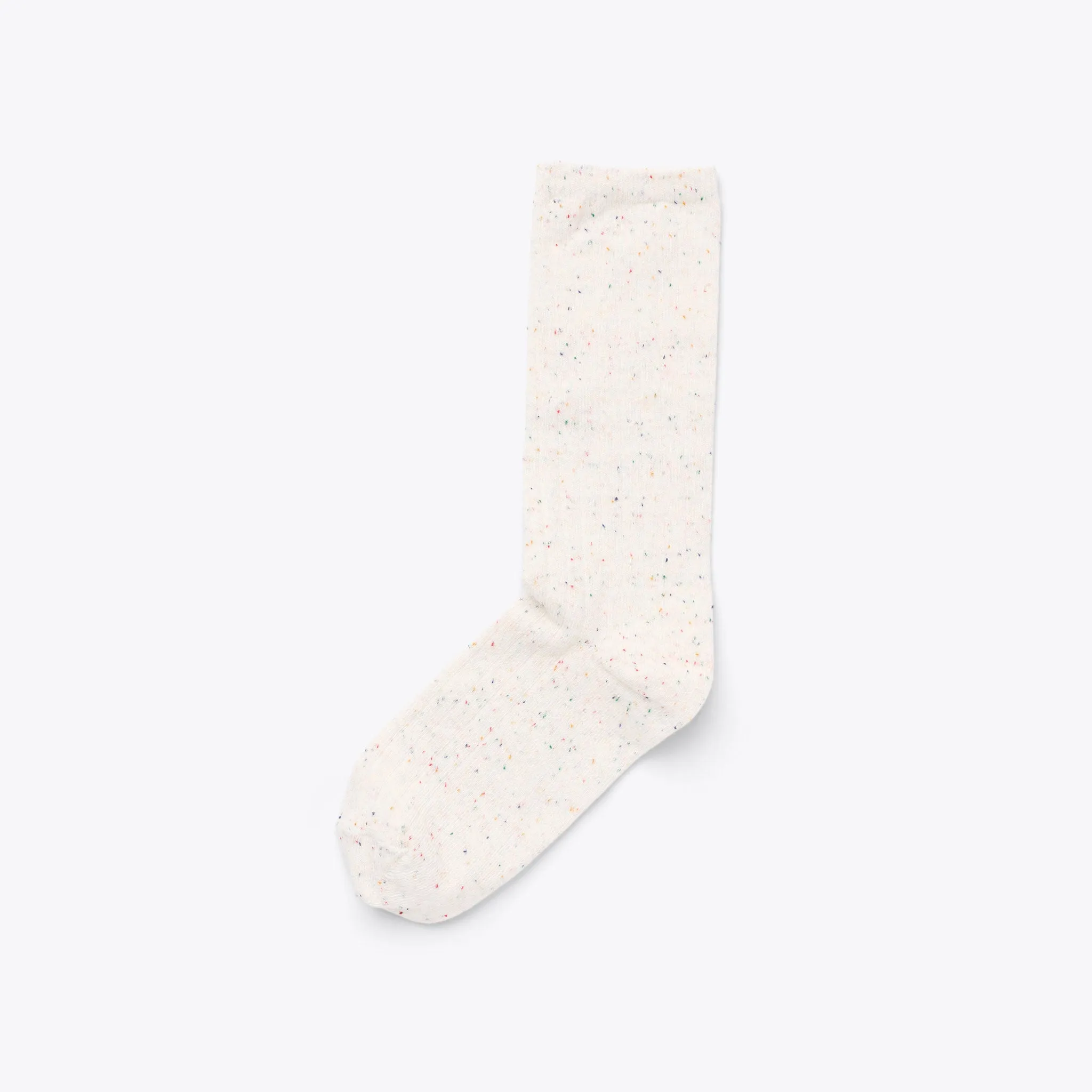 Cotton Crew Sock Ivory Multicolor Marl -NISOLO