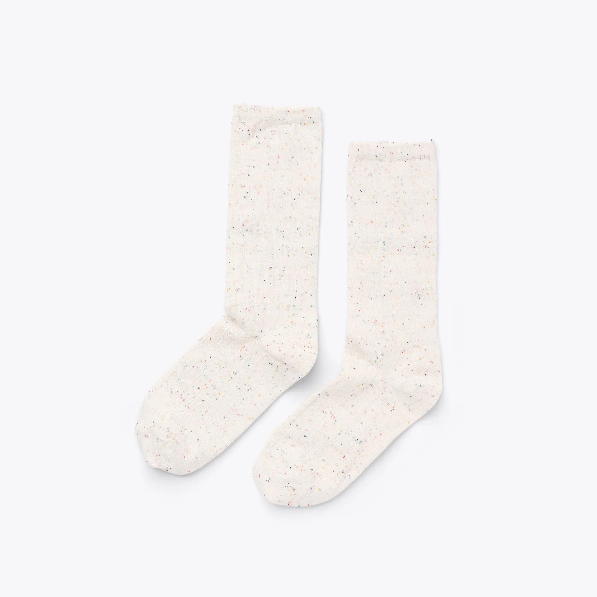 Cotton Crew Sock Ivory Multicolor Marl -NISOLO