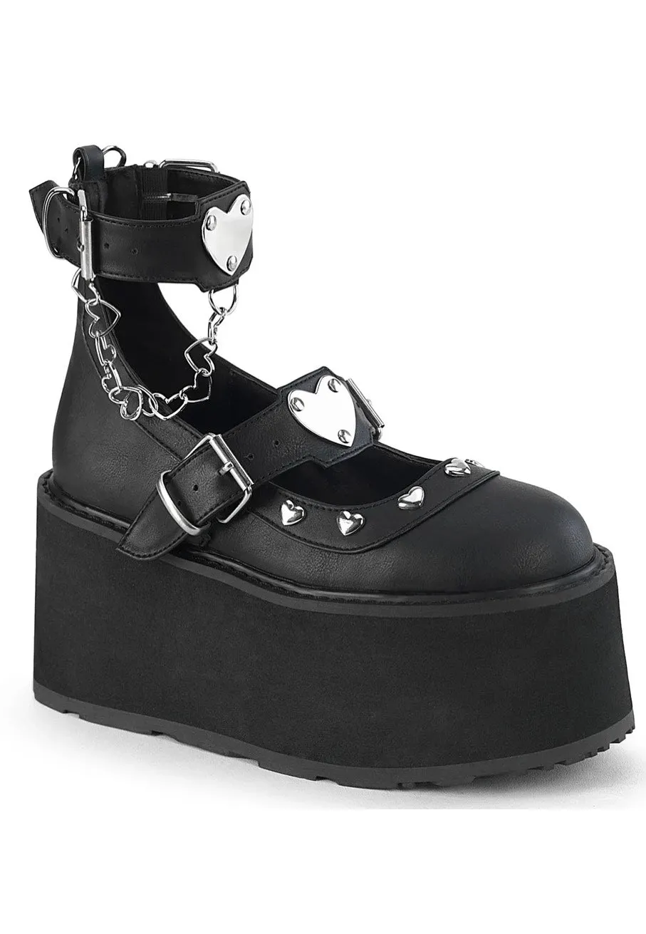 DemoniaCult - 4 1/2 Platform Dual Strap Black - Girl Shoes