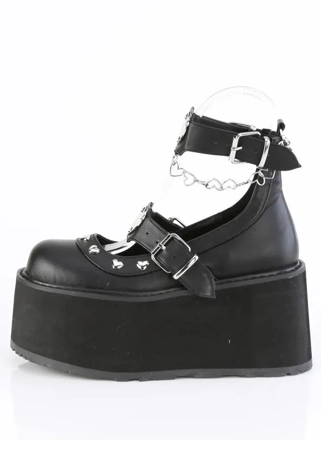 DemoniaCult - 4 1/2 Platform Dual Strap Black - Girl Shoes