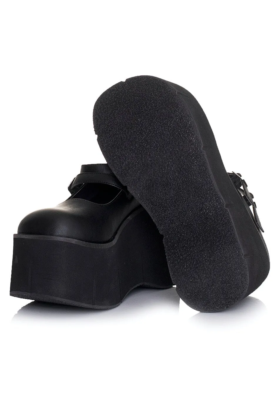 DemoniaCult - Kera Goth Punk Lolita Double Strap Black - Heels