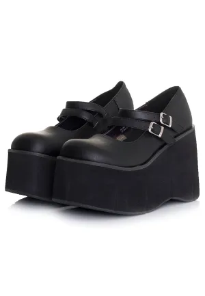 DemoniaCult - Kera Goth Punk Lolita Double Strap Black - Heels