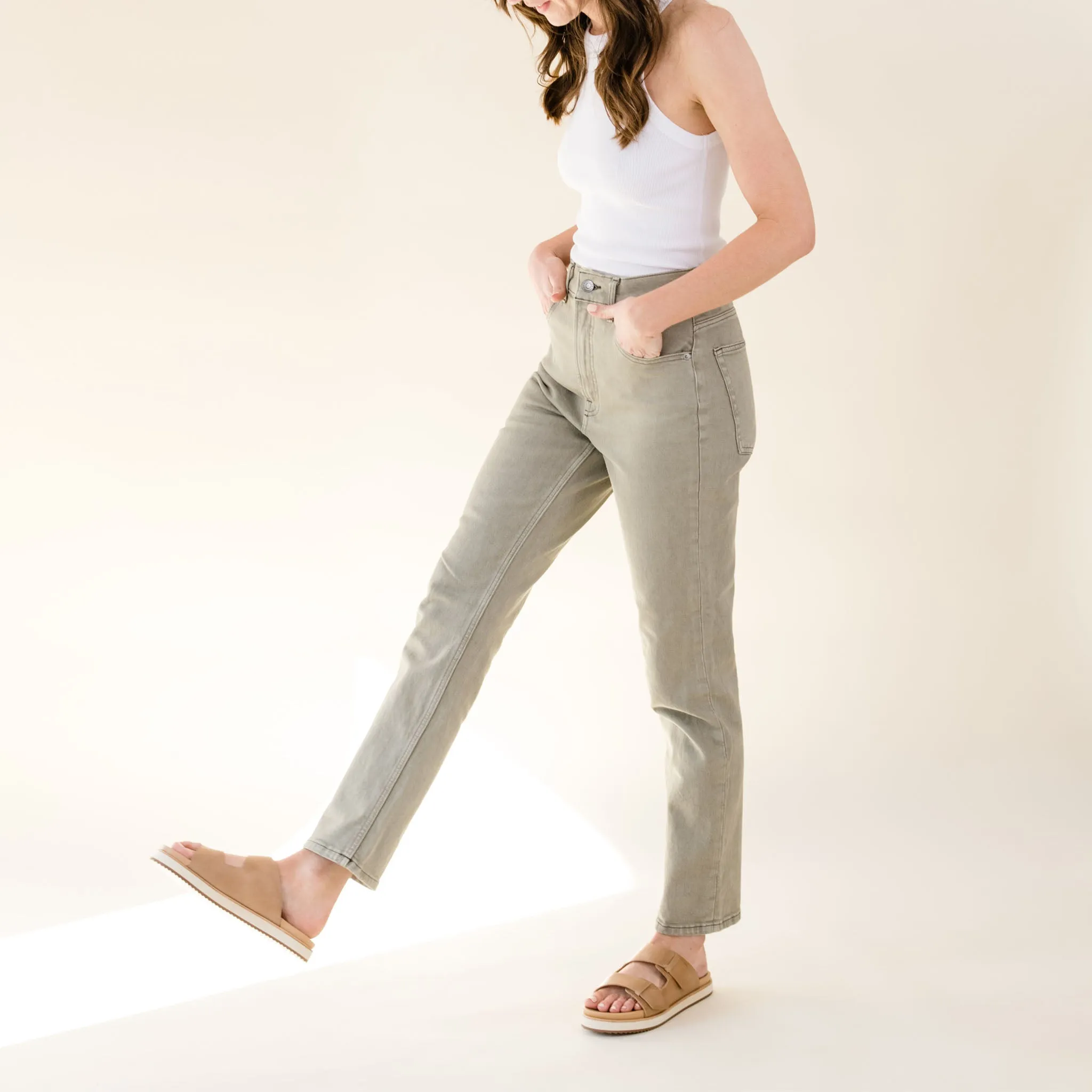 Ella Flatform Slide Almond -NISOLO