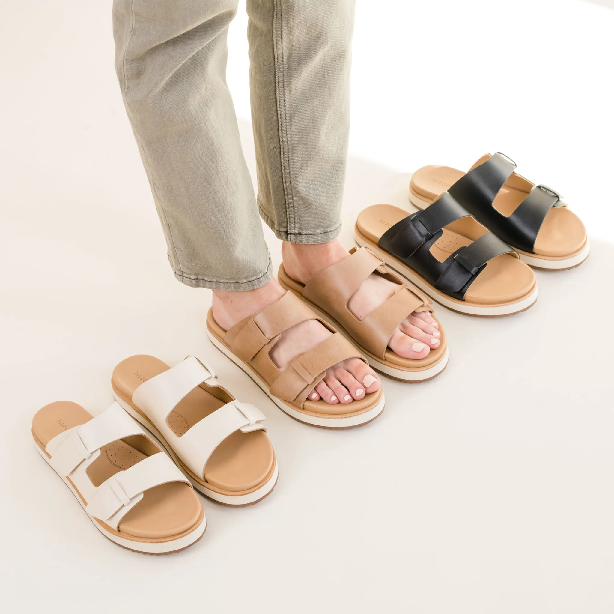 Ella Flatform Slide Almond -NISOLO