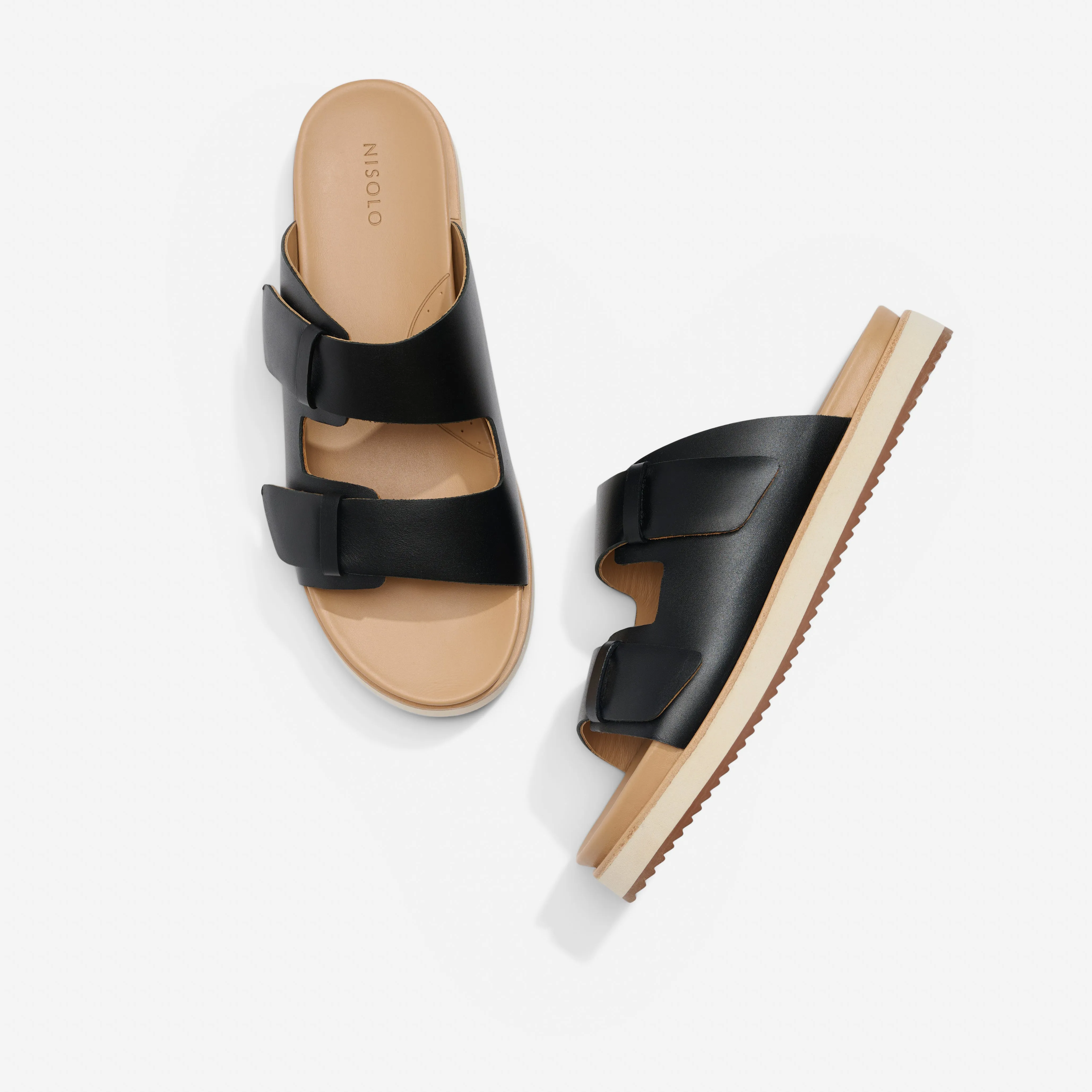 Ella Flatform Slide Black -NISOLO