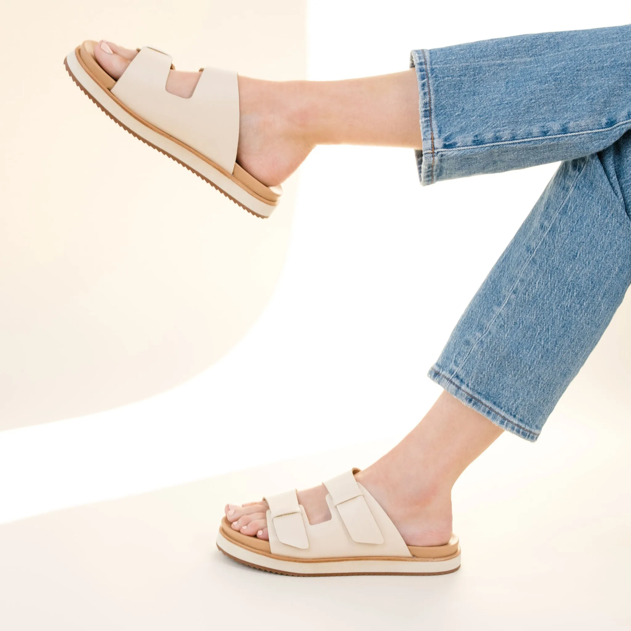 Ella Flatform Slide Bone -NISOLO