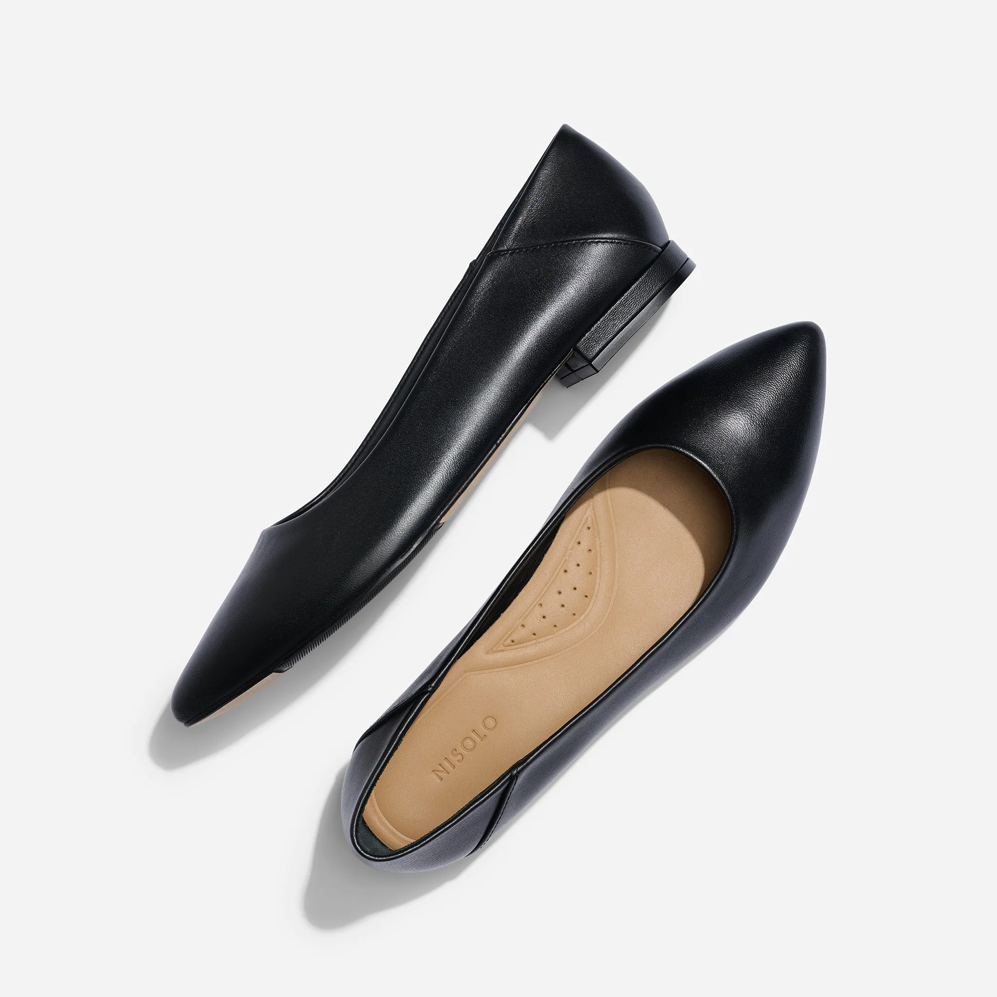 Fina Pointed Toe Flat Black -NISOLO