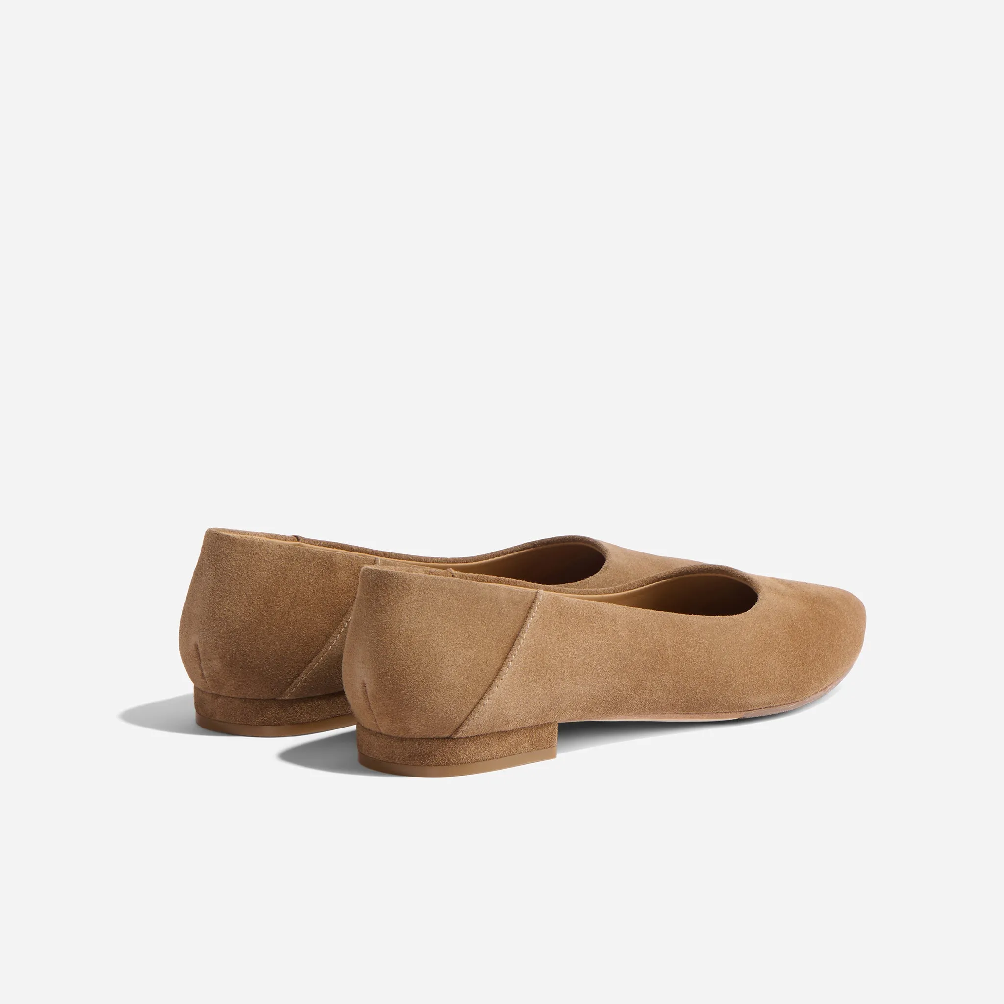 Fina Pointed Toe Flat Taupe Suede -NISOLO