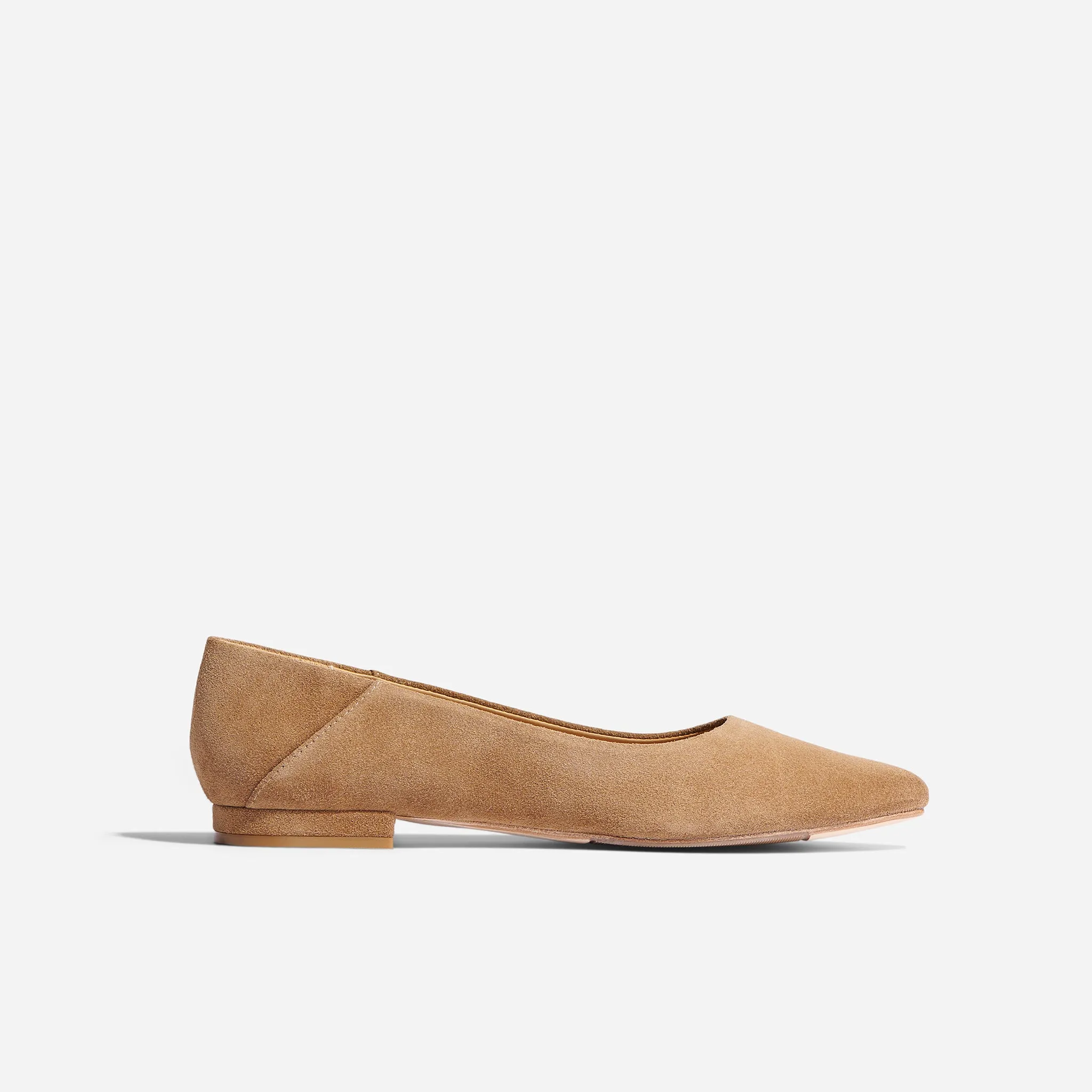 Fina Pointed Toe Flat Taupe Suede -NISOLO