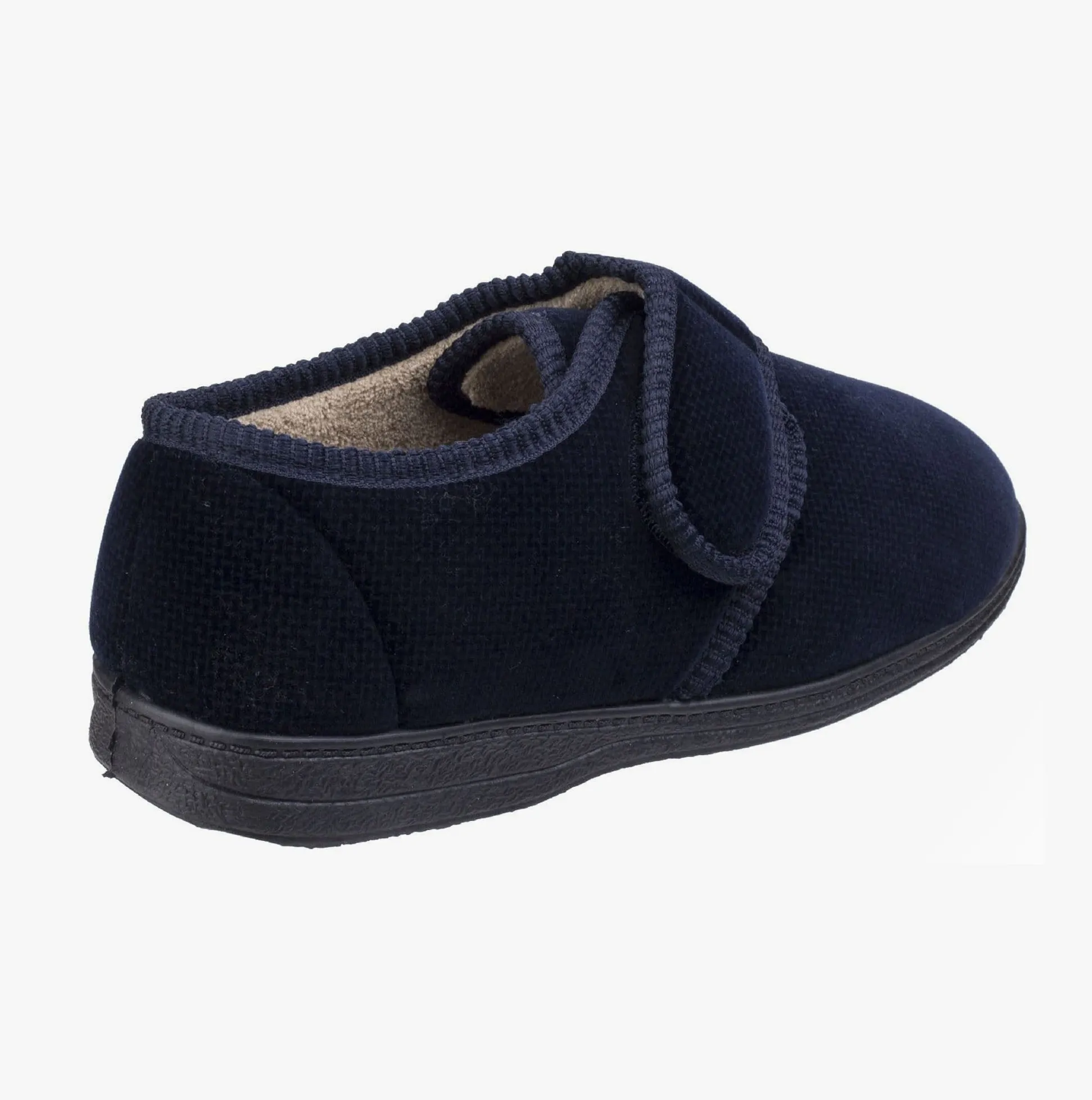 Fleet & Foster SAM Mens Velour Full Slippers Navy