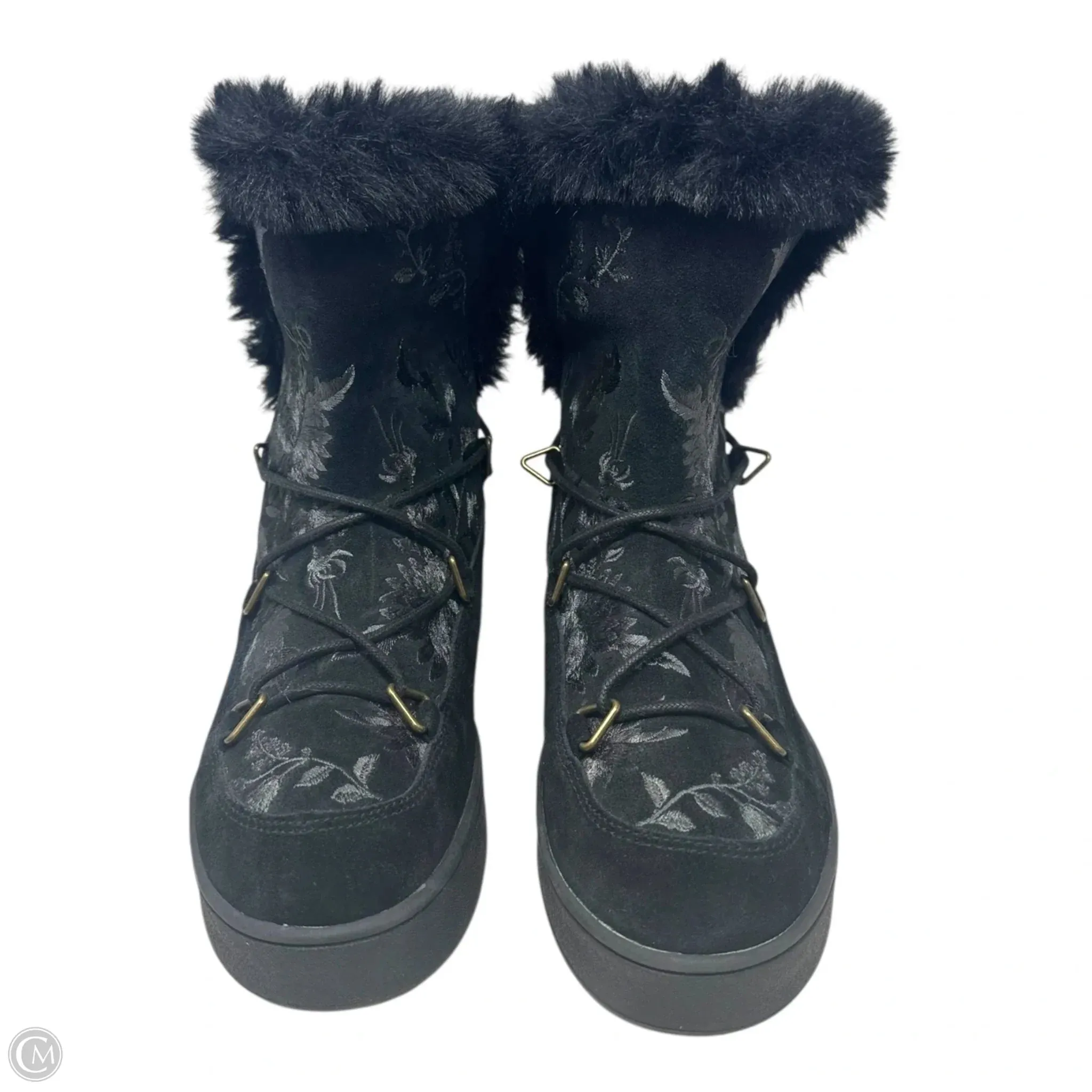 Freja Fur Liner Moon Boots Ankle Flats By Johnny Was In Black, Size: 8