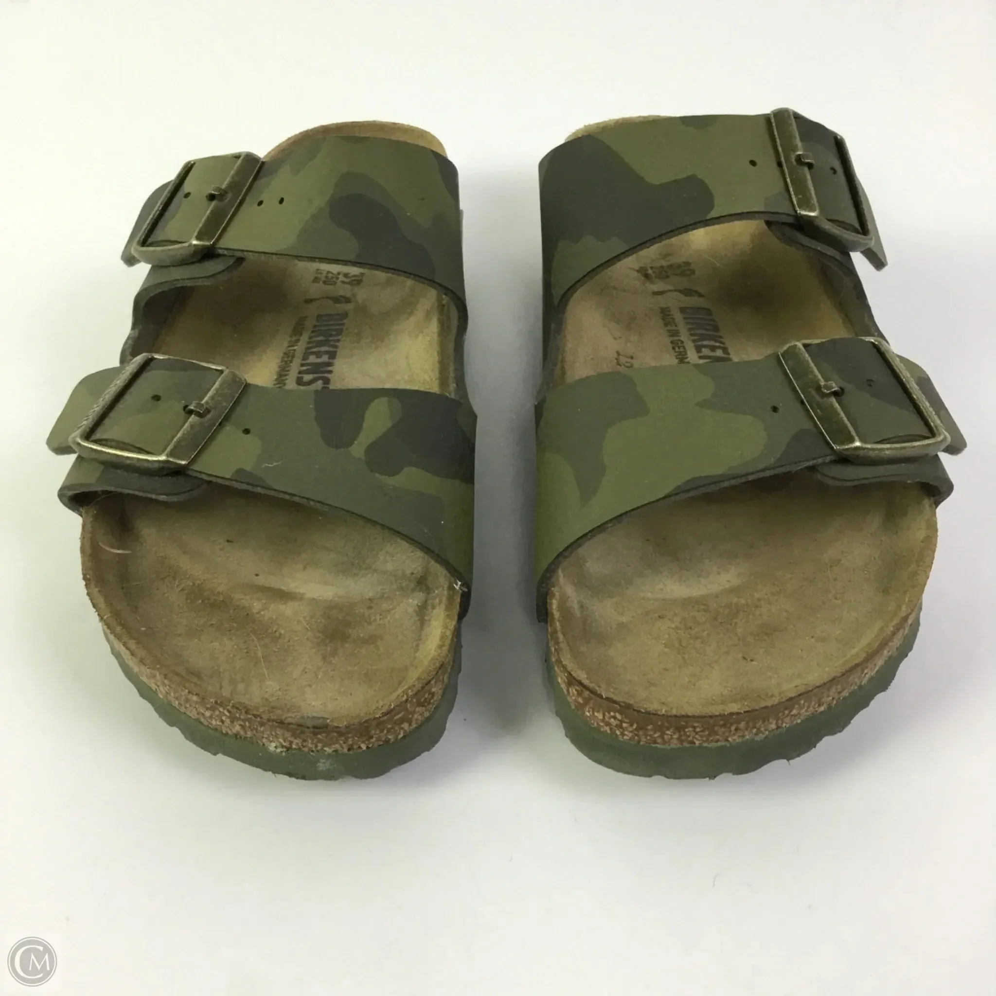Sandals Flats By Birkenstock In Camouflage Print, Size: 8