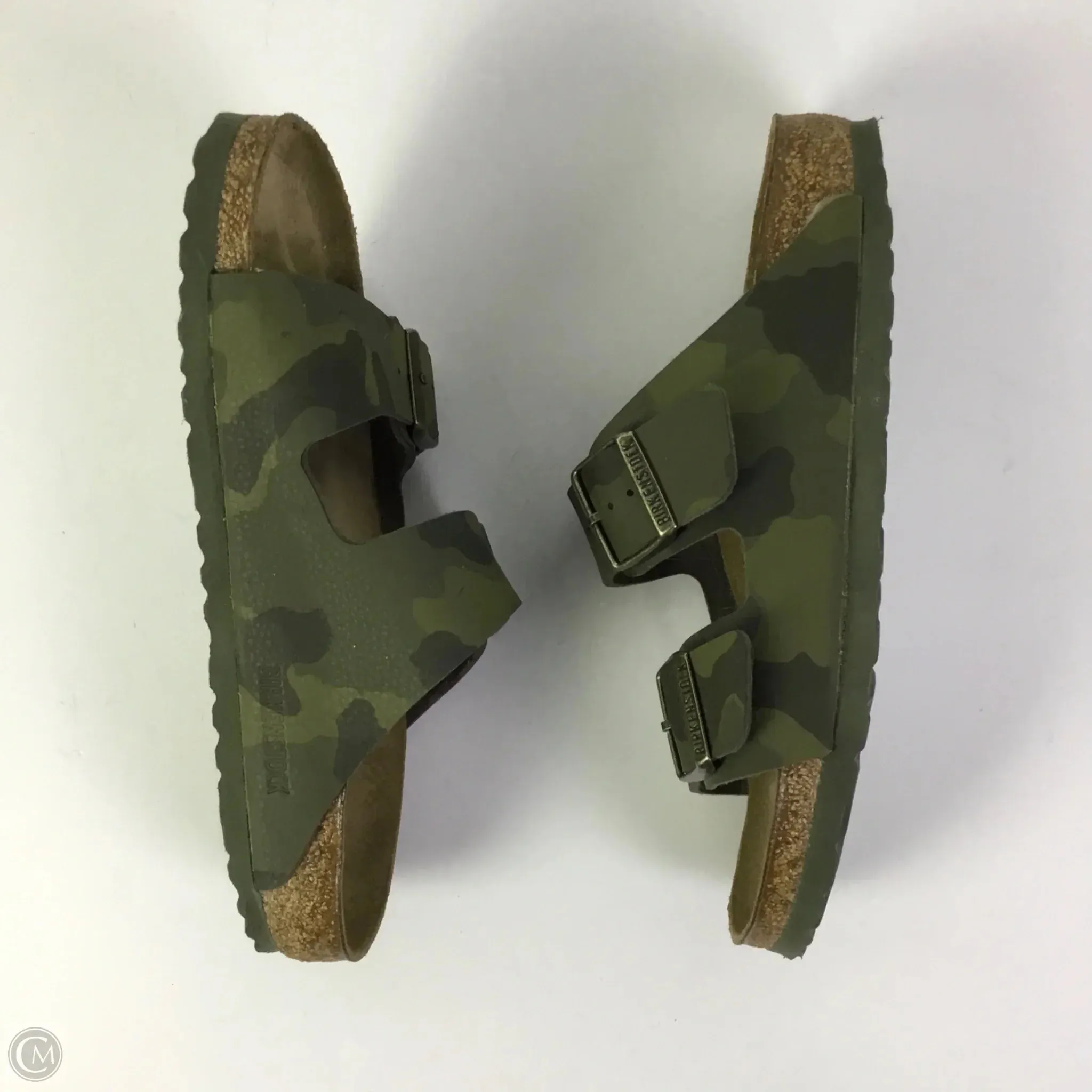 Sandals Flats By Birkenstock In Camouflage Print, Size: 8