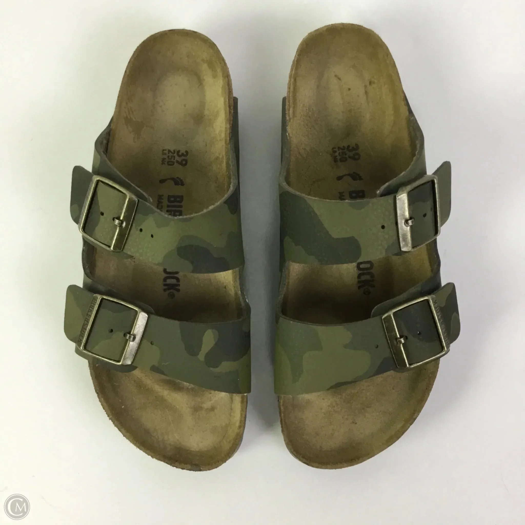 Sandals Flats By Birkenstock In Camouflage Print, Size: 8