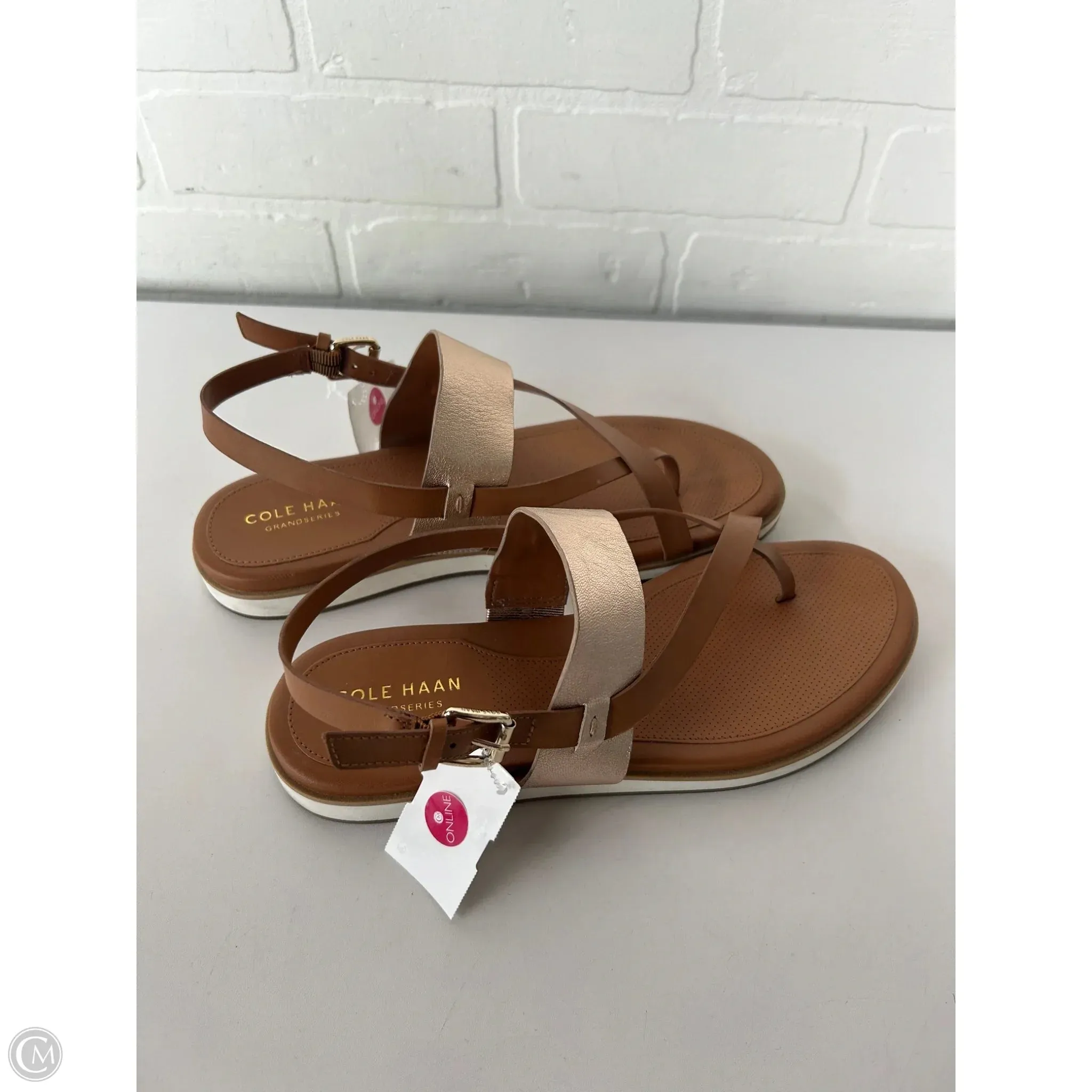Sandals Flats By Cole-haan In Brown & Gold, Size: 8.5