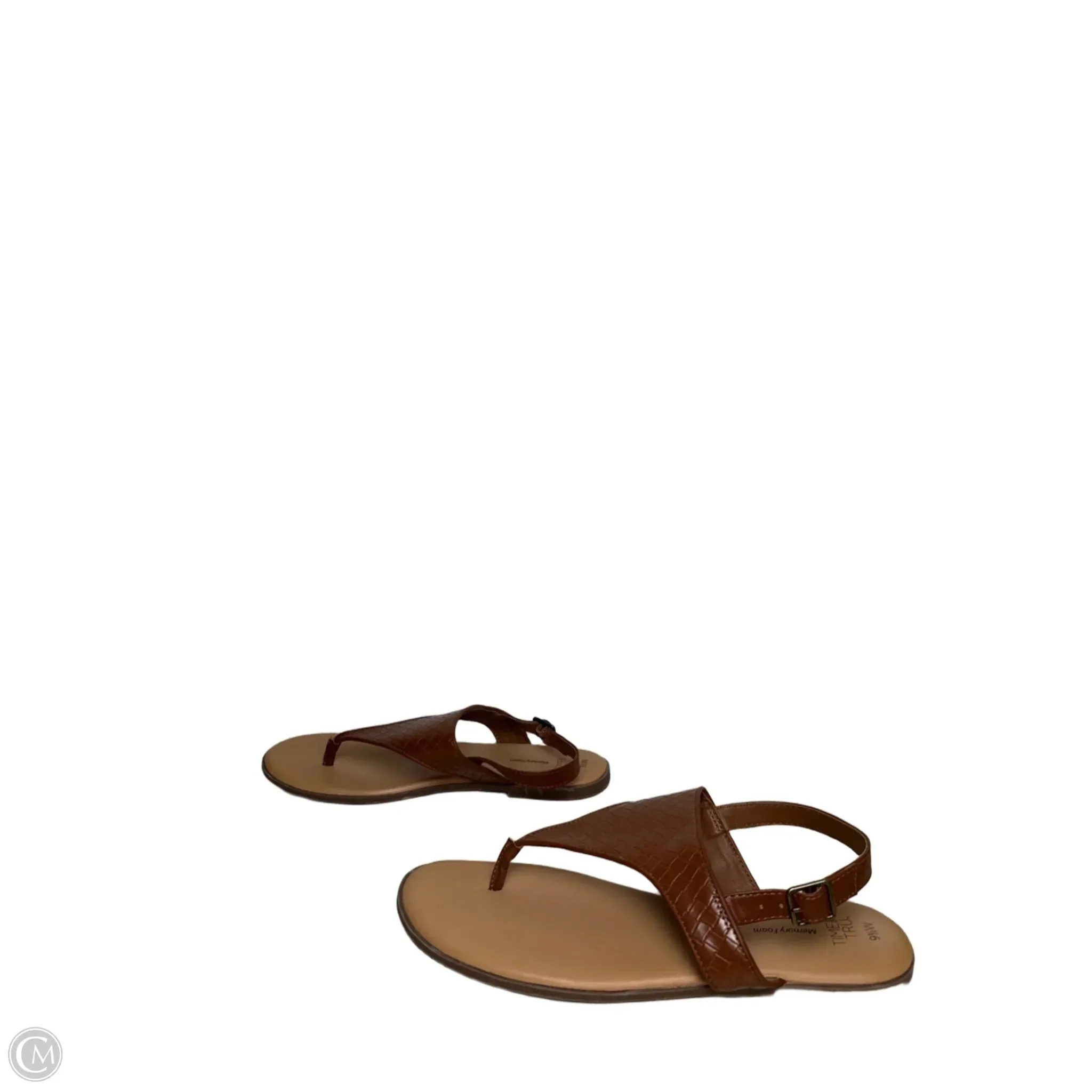 Sandals Flats By Time And Tru In Brown, Size: 9.5