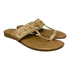 Sandals Flip Flops By Montego Bay In Tan & White, Size:7