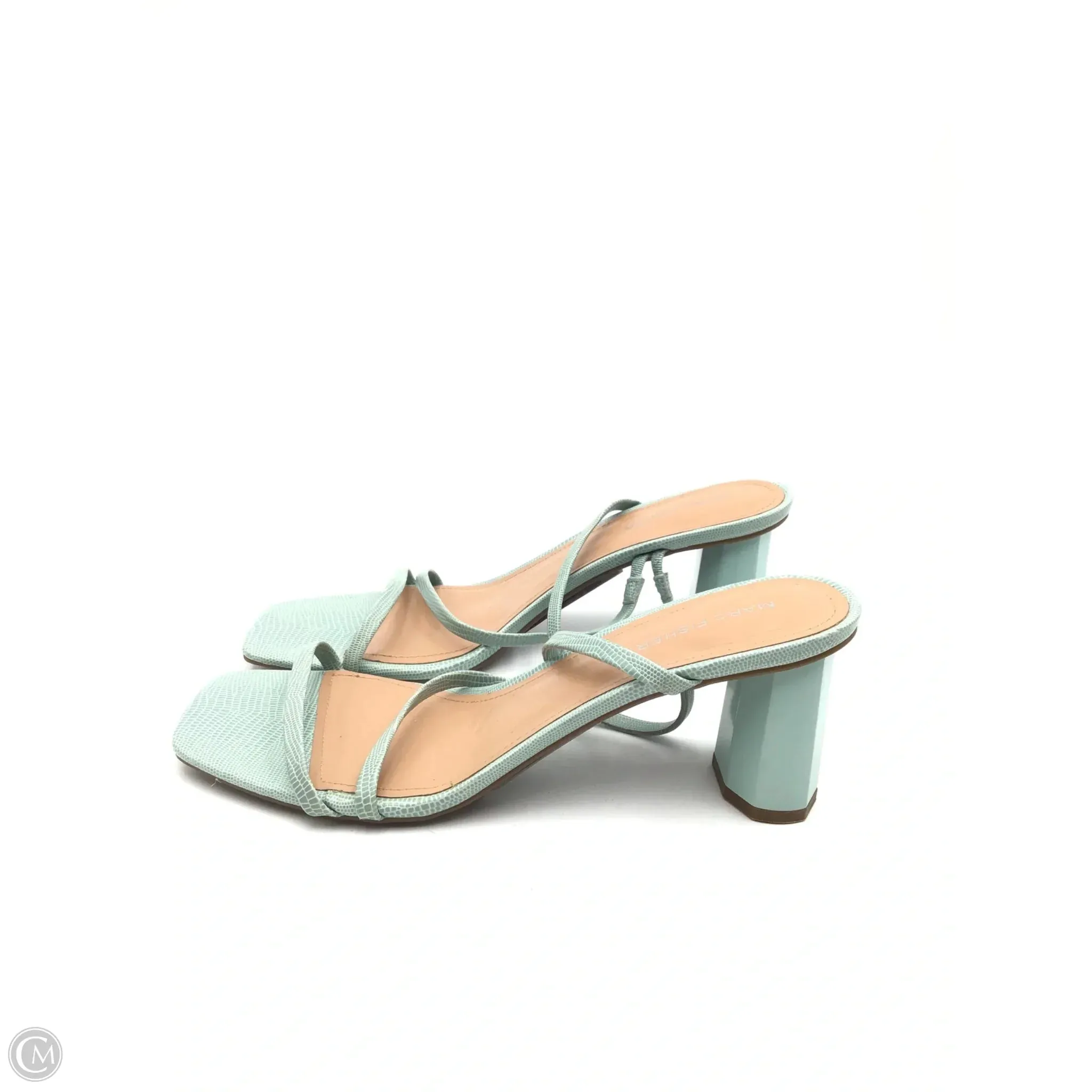Sandals Heels Block By Marc Fisher In Green, Size: 9.5