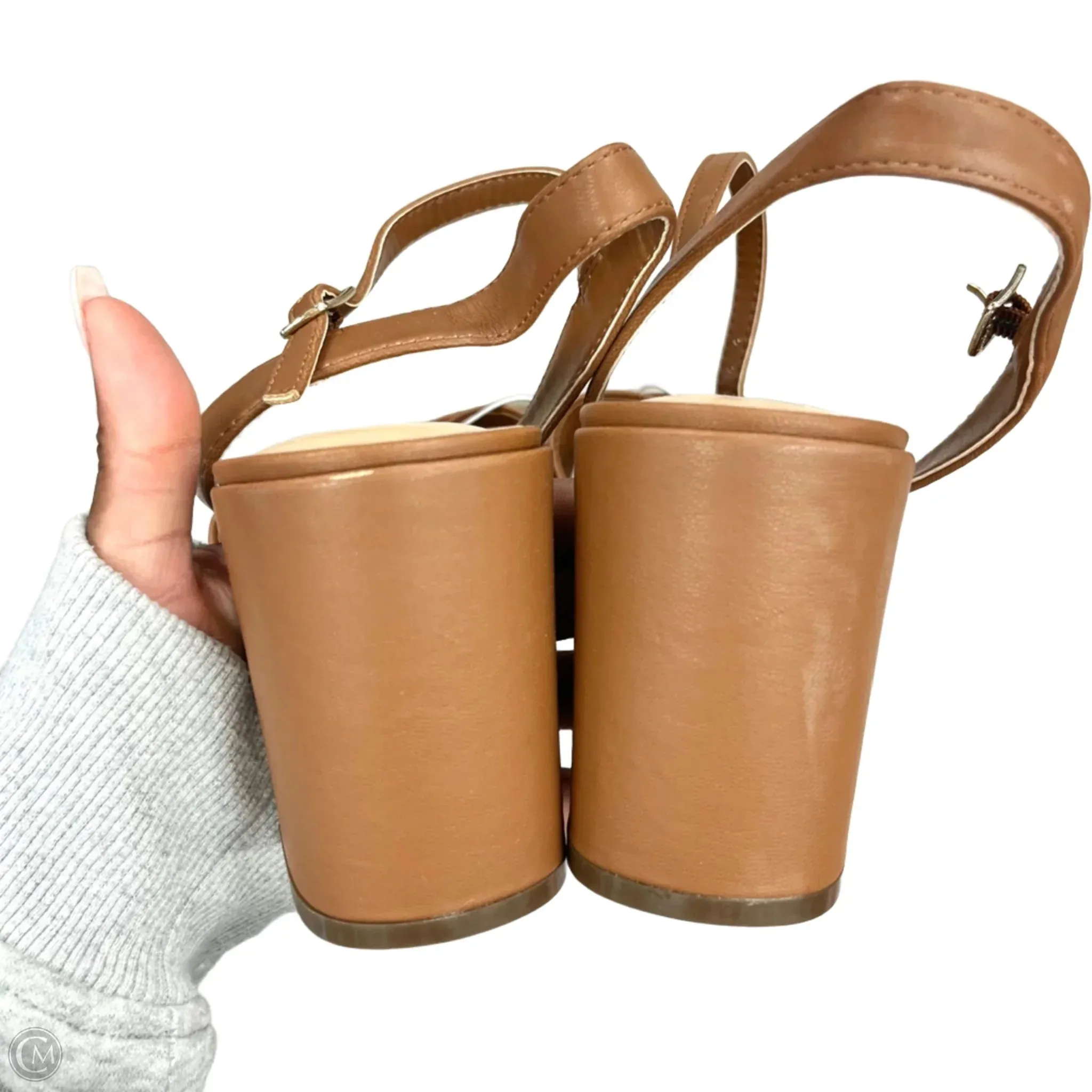 Sandals Heels Block By Unisa In Brown, Size: 10