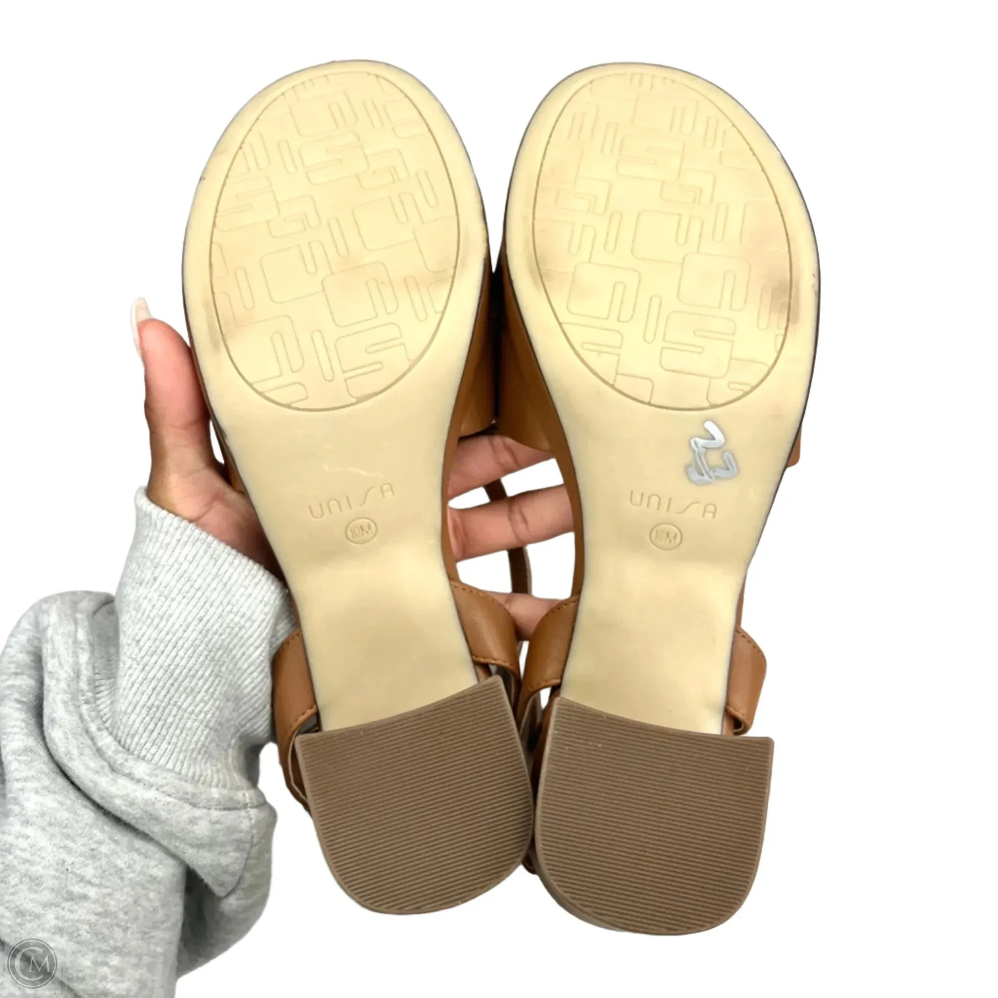 Sandals Heels Block By Unisa In Brown, Size: 10