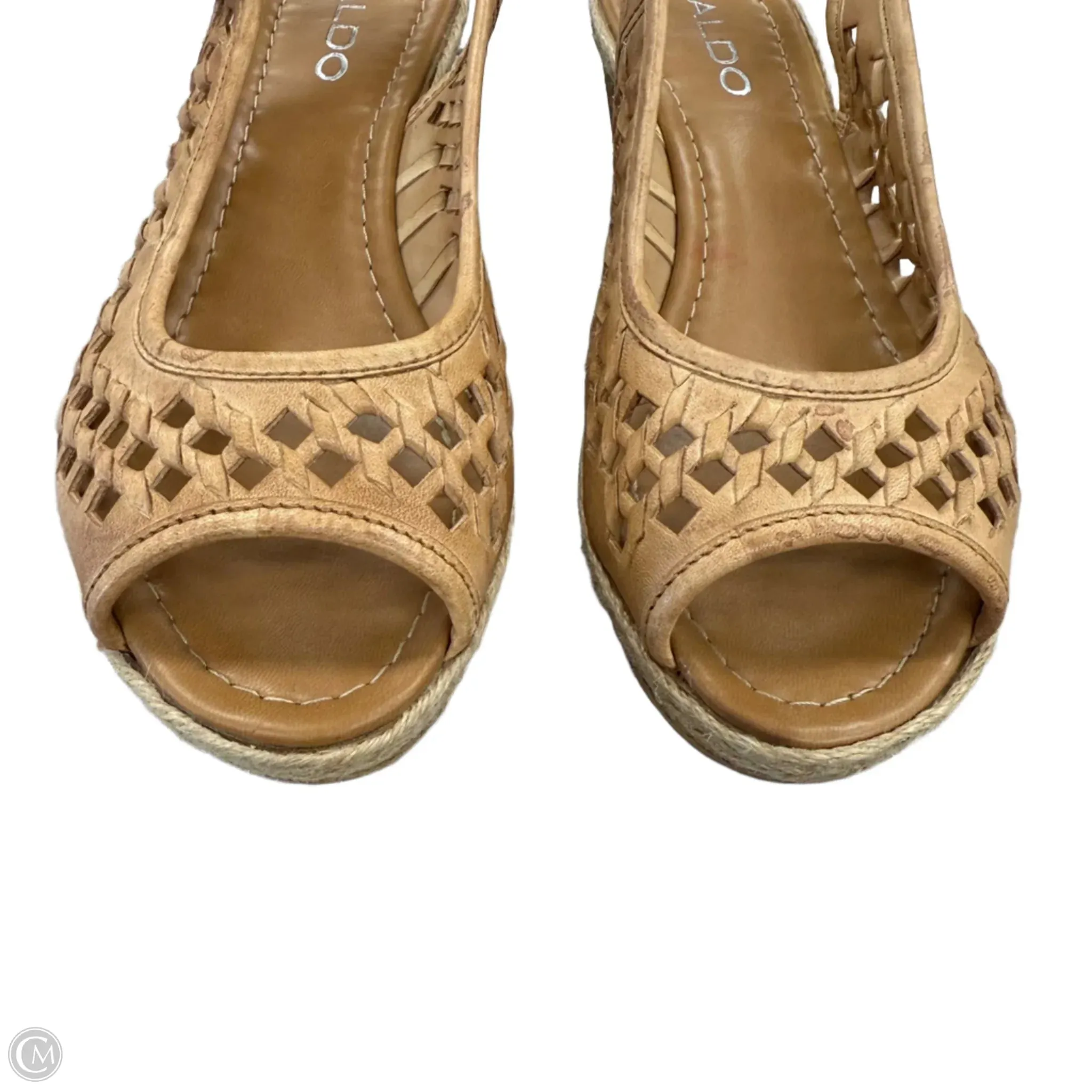 Sandals Heels Wedge By Aldo In Tan, Size: 5.5