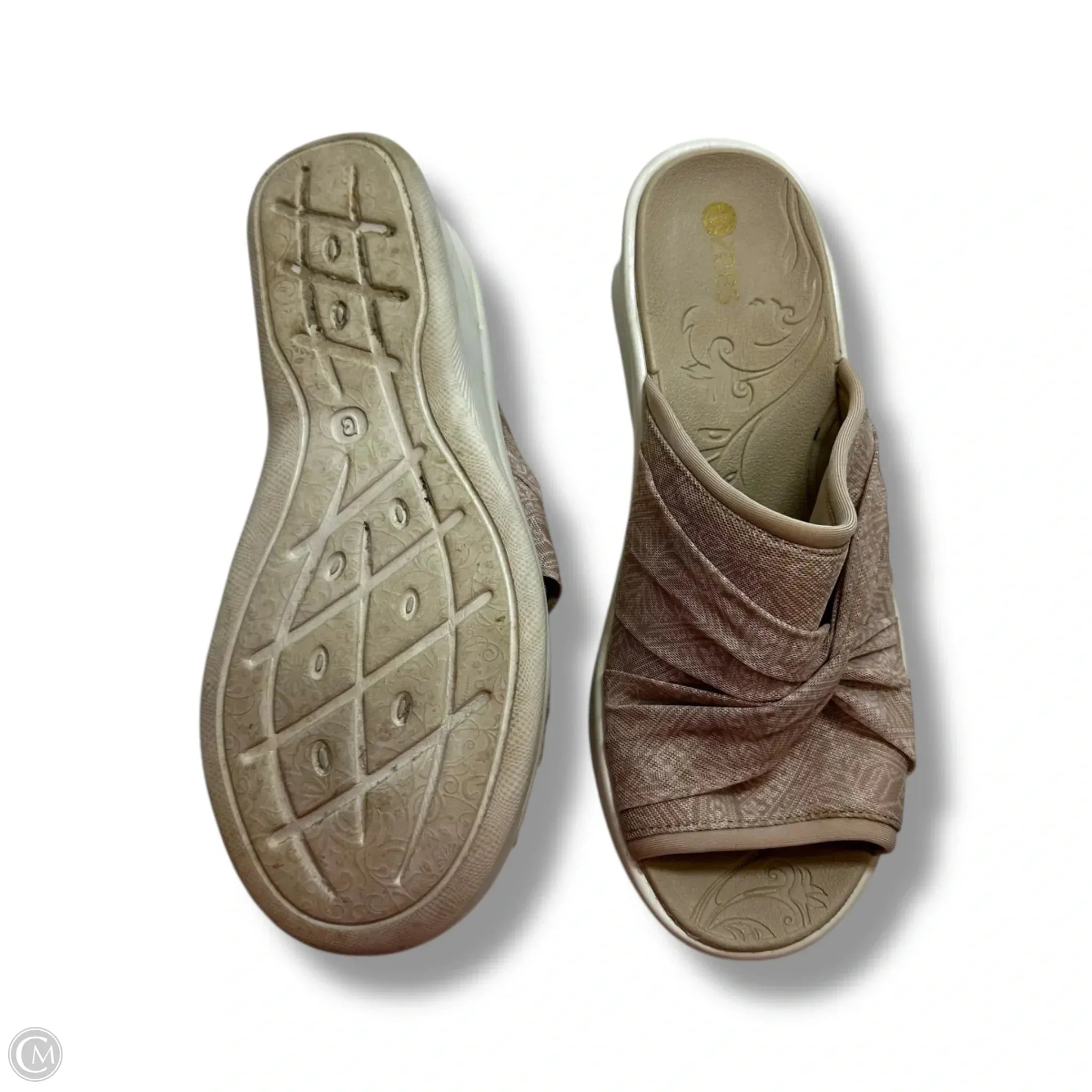 Sandals Heels Wedge By Bzees In Beige, Size: 9