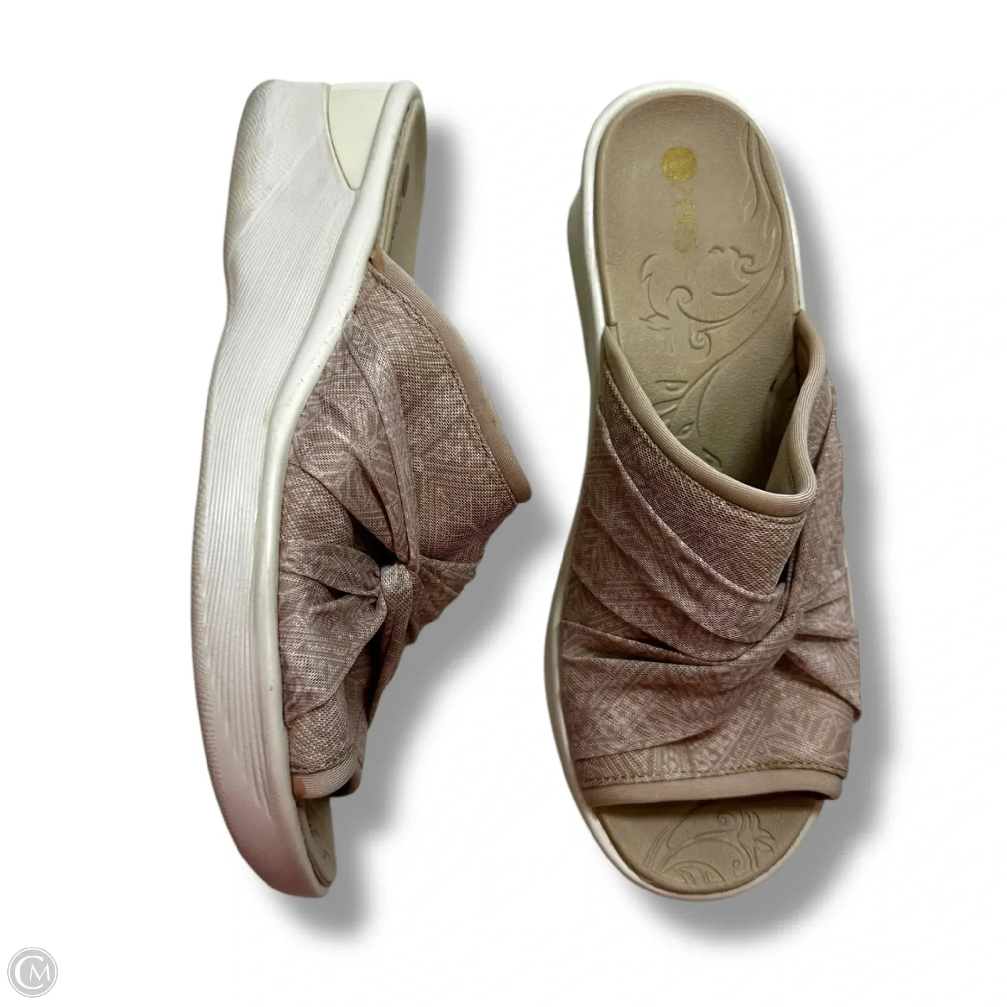 Sandals Heels Wedge By Bzees In Beige, Size: 9