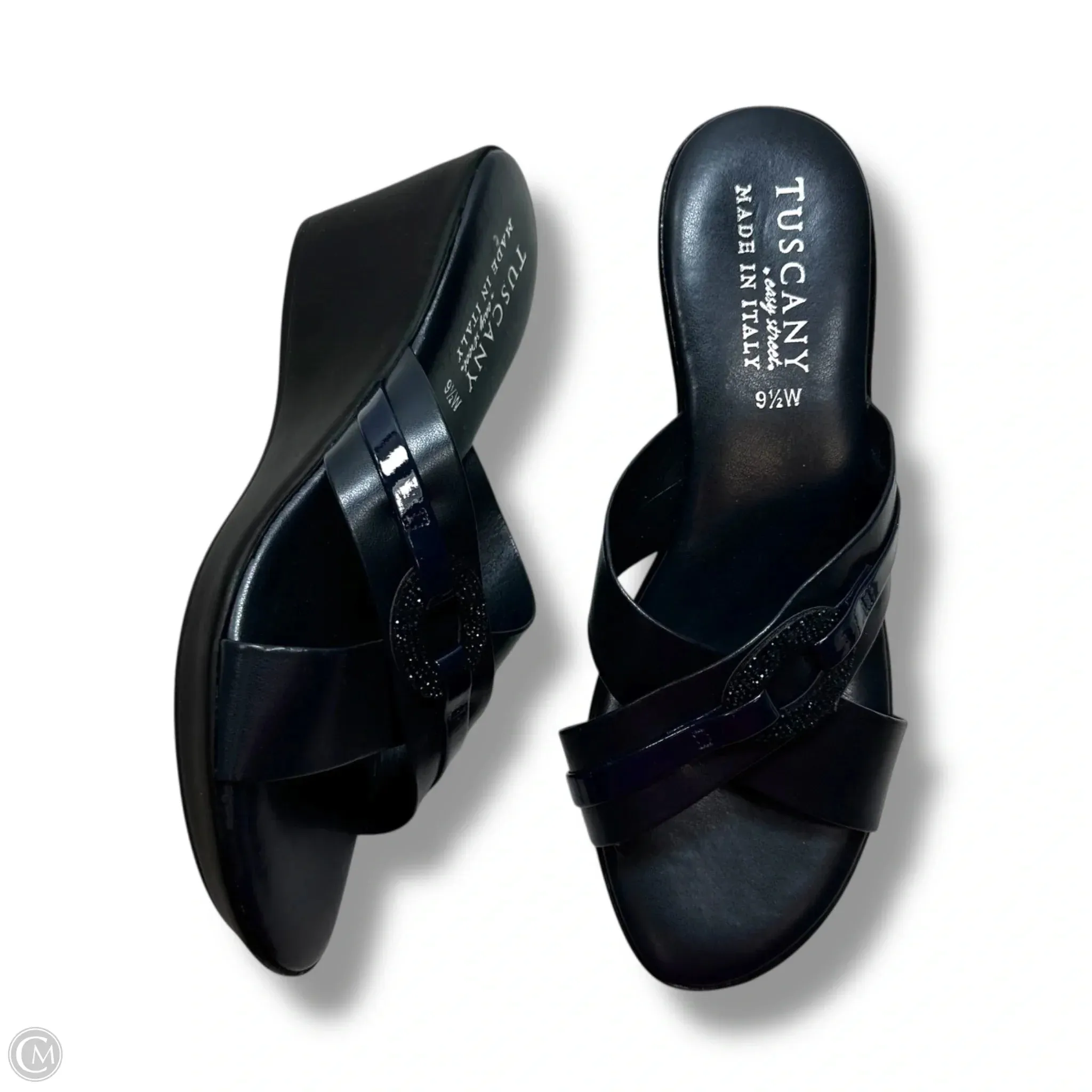 Sandals Heels Wedge By Easy Street In Navy, Size: 9.5