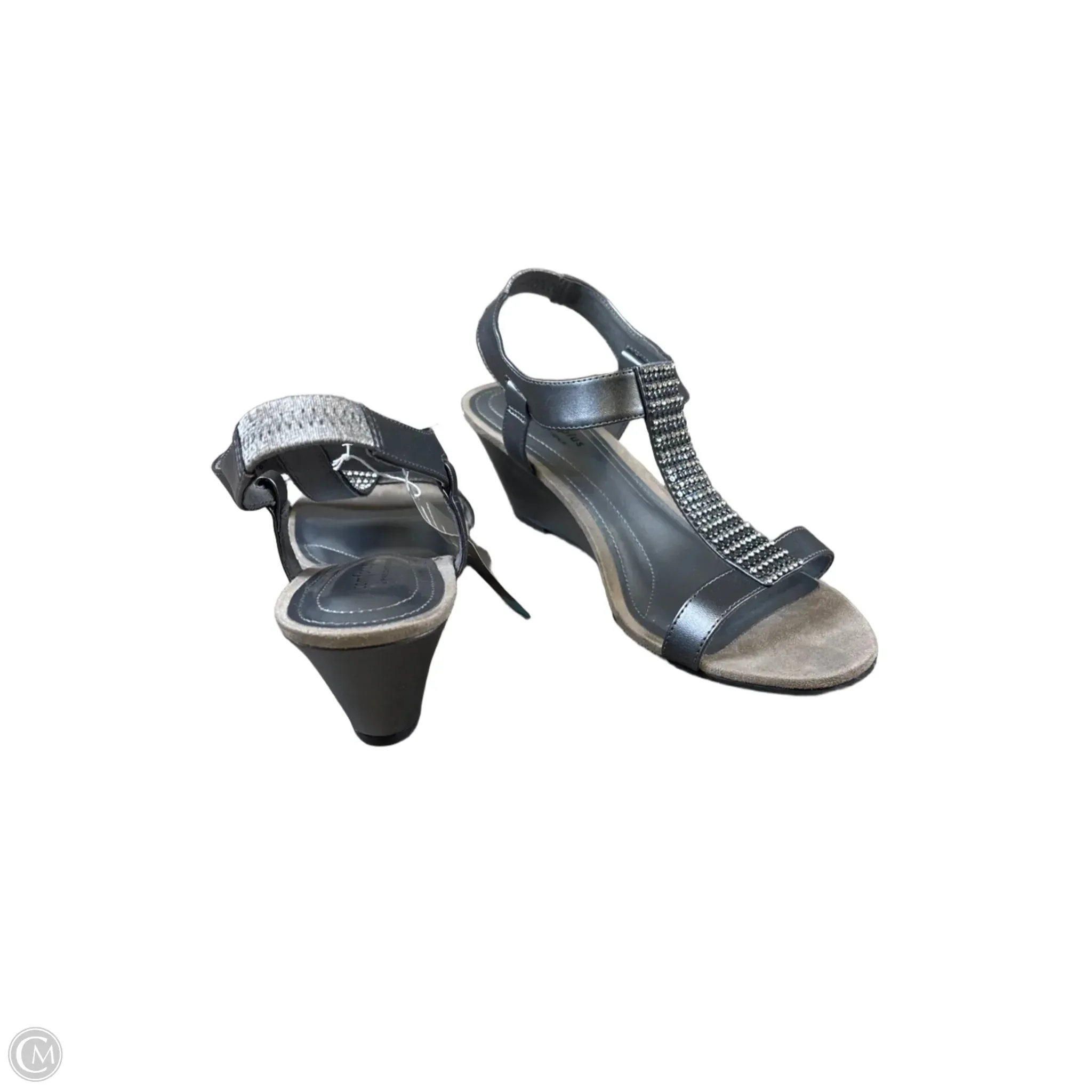 Sandals Heels Wedge By Predictions In Grey, Size: 9