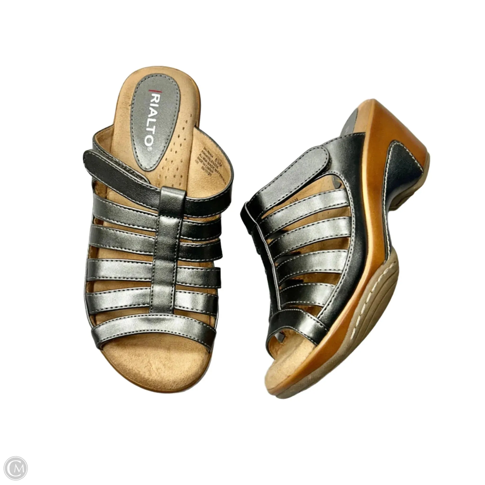 Sandals Heels Wedge By Rialto In Silver, Size: 6.5