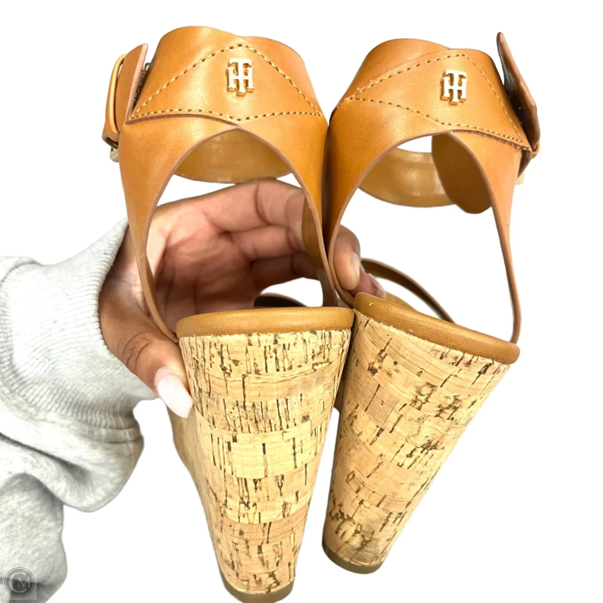 Sandals Heels Wedge By Tommy Hilfiger In Tan, Size: 8